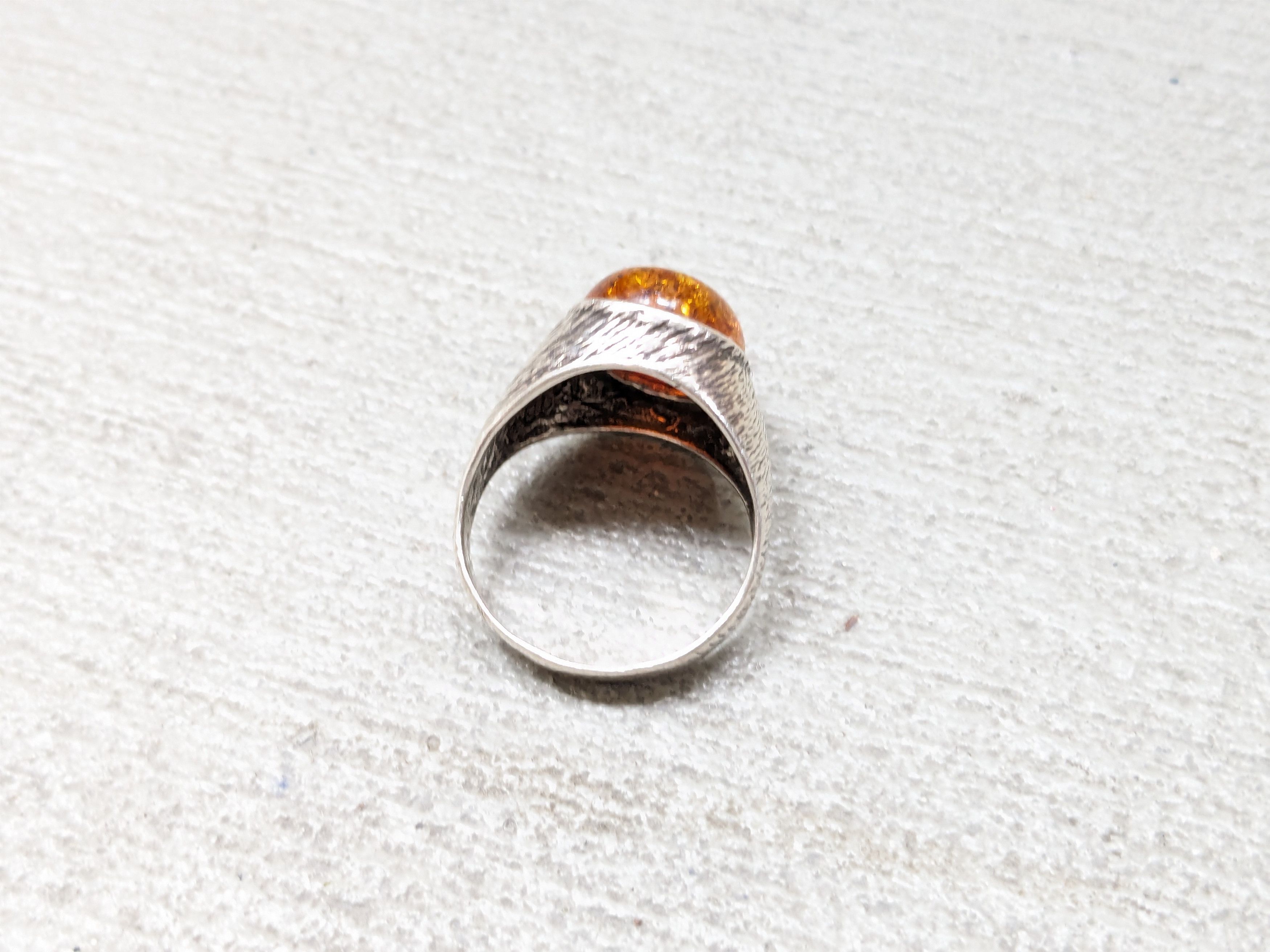 Other Vintage Sterling Silver Ring Amber Size 8.5 Minimalist Oval Size ONE SIZE - 7 Thumbnail
