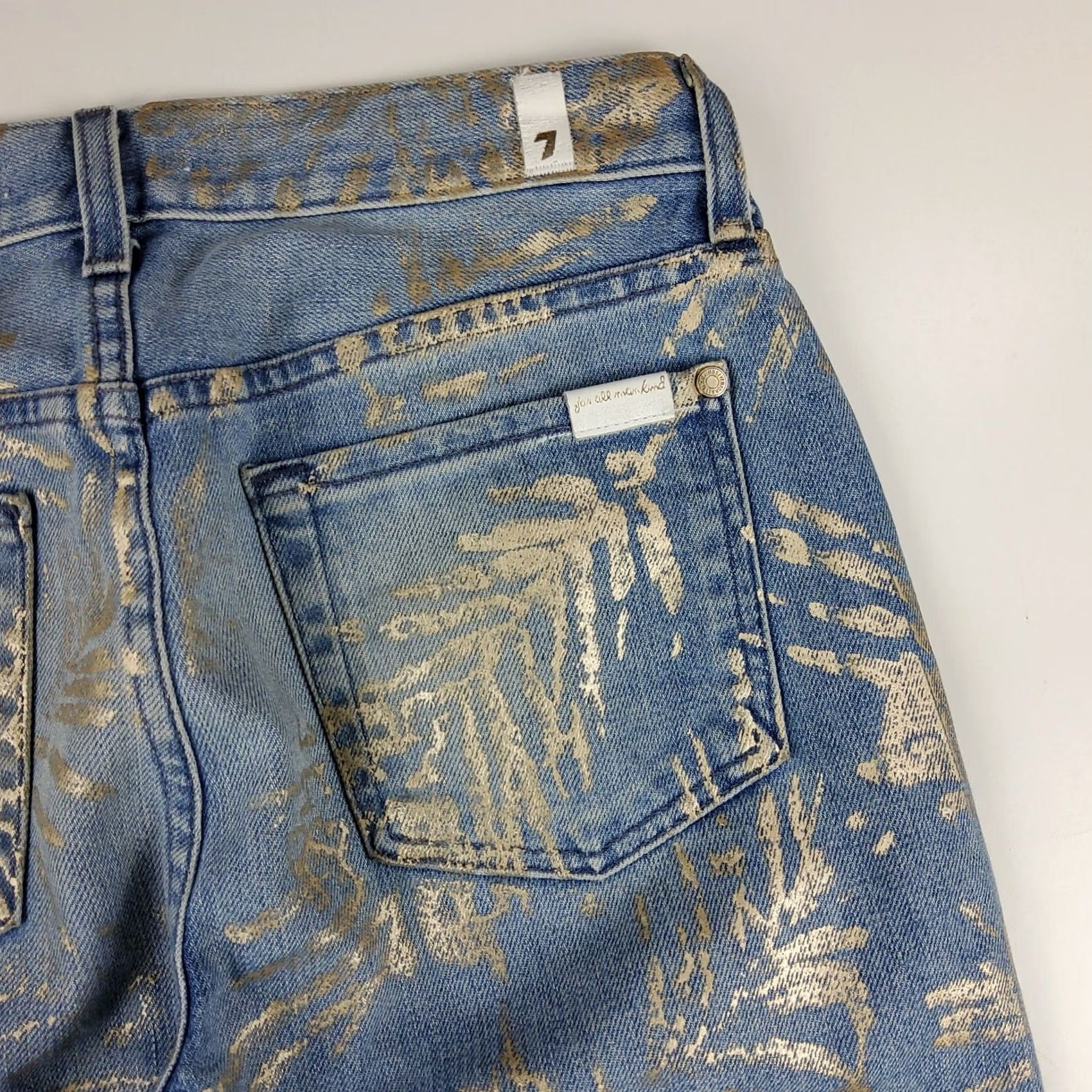 7 For All Mankind 7 For All Mankind Women’s Gold Leaves Metallic Relaxed Crop Skinny Jeans Size 25 Size 42" / US 20 - 5 Thumbnail