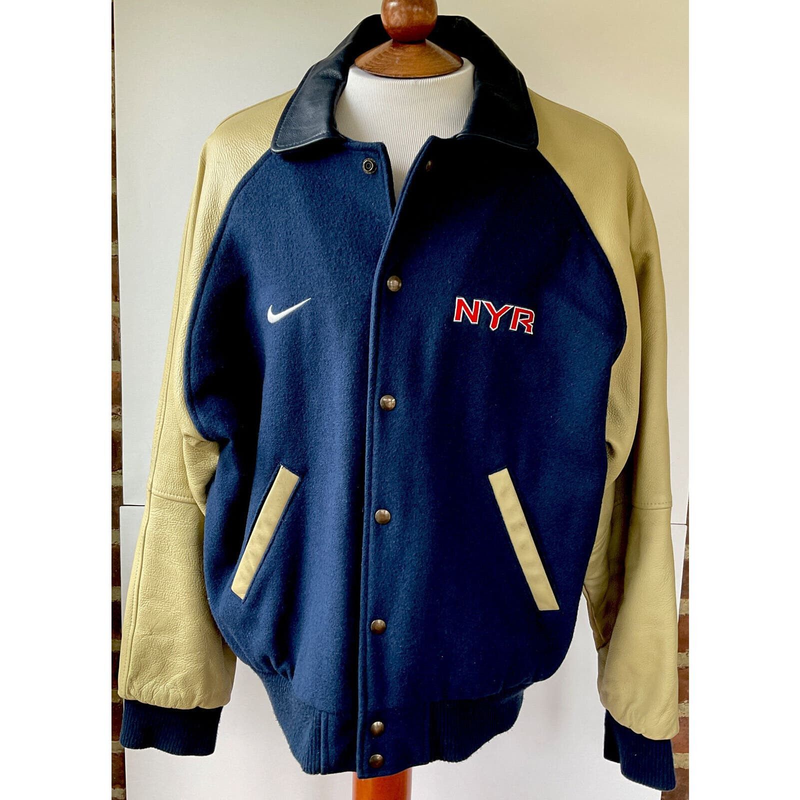 image of Nike New York Rangers Statue Varsity Jacket Size Large in Blue, Men's