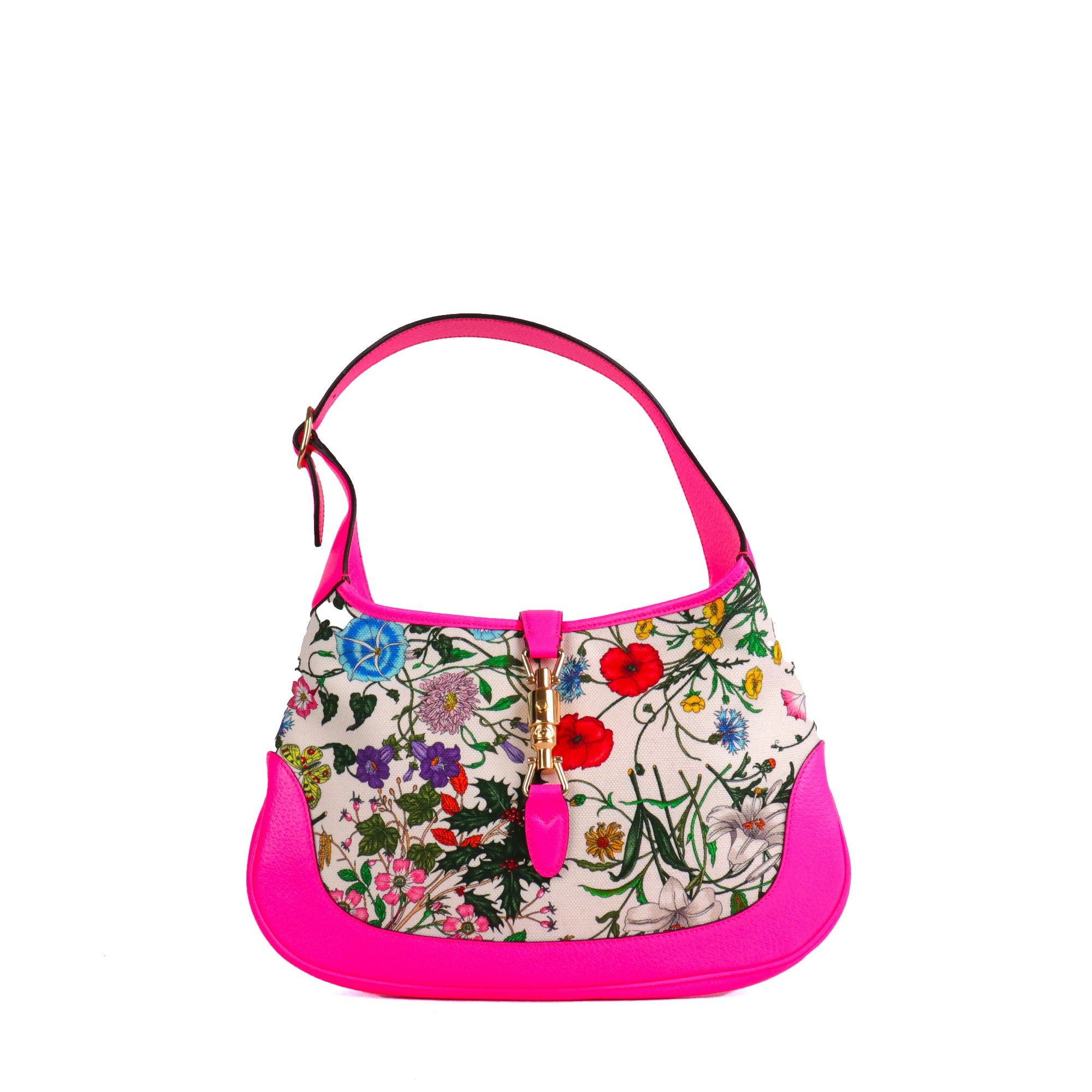 Gucci GUCCI - Small Gucci Jackie 1961 shoulder bag in pink canvas and leather, limited edition Size ONE SIZE - 1 Thumbnail