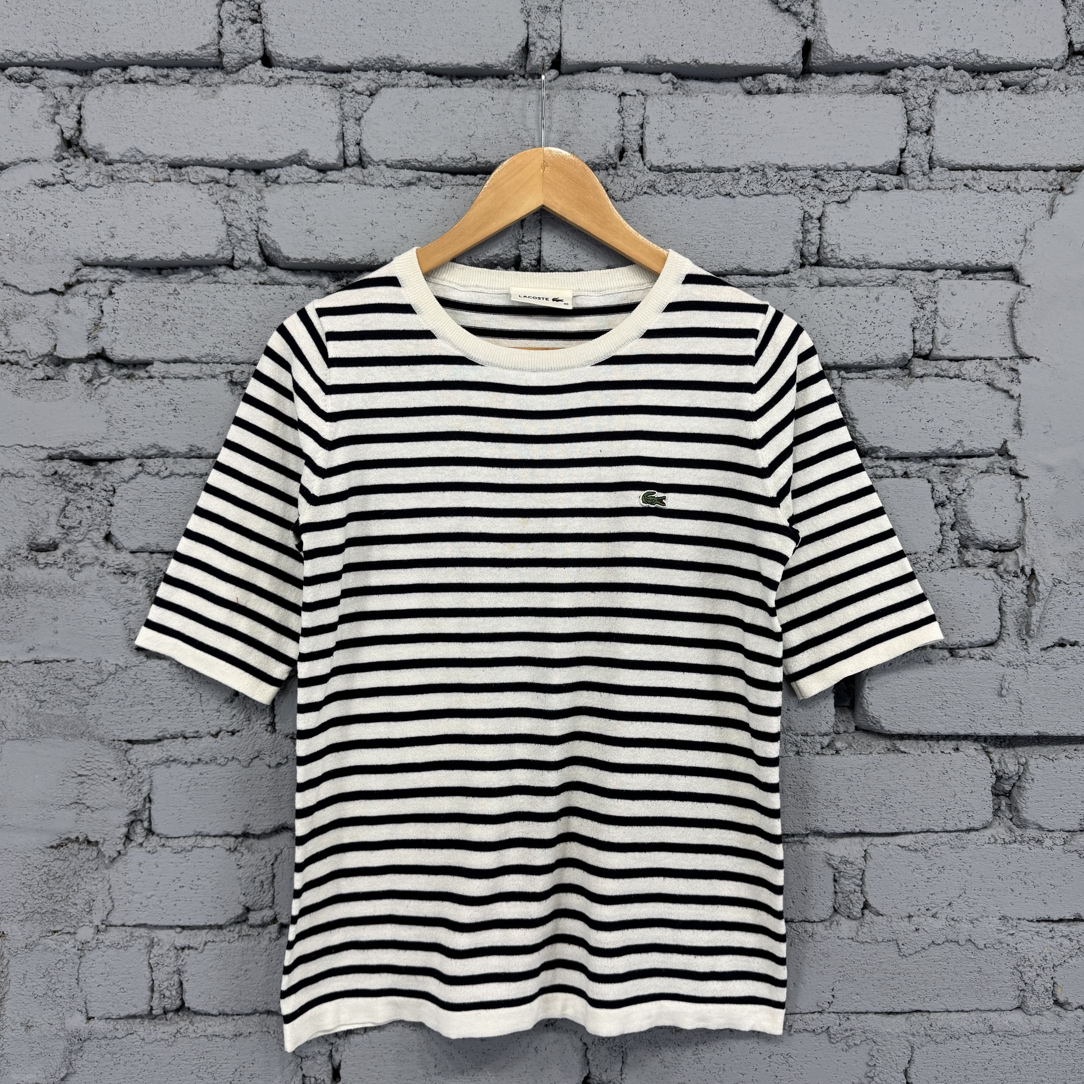 Lacoste Lacoste Short-Sleeved Striped Knit Sweater Size US S / EU 44-46 / 1 - 1 Thumbnail