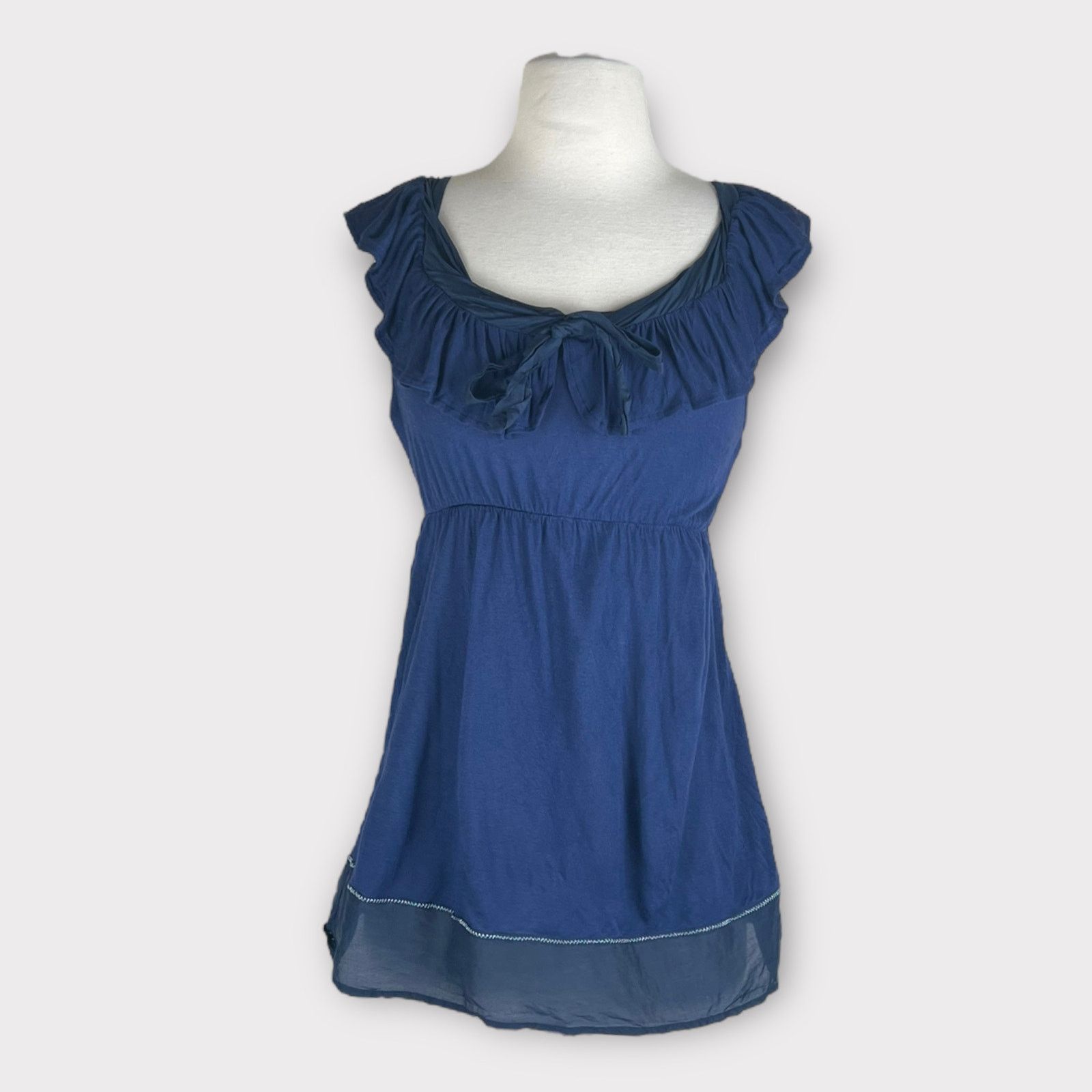 Vintage Delia Vintage Y2K Boho Empire Waist Navy Silk Blend Top Size S / US 4 / IT 40 - 1 Thumbnail