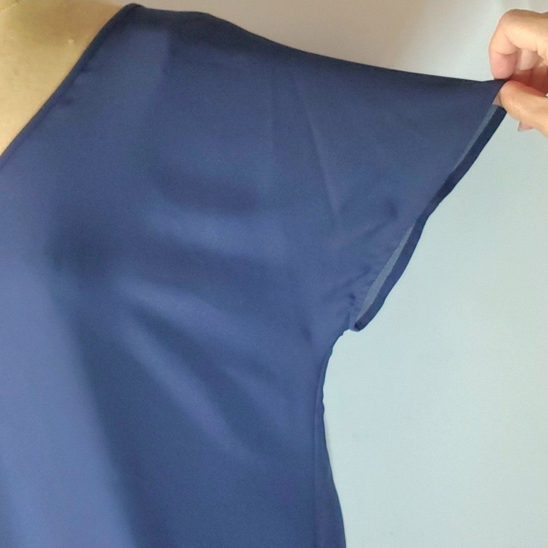 Other Zac & Rachel Size M Blouse Top Short Sleeve Navy Chiffon Size M / US 6-8 / IT 42-44 - 6 Thumbnail