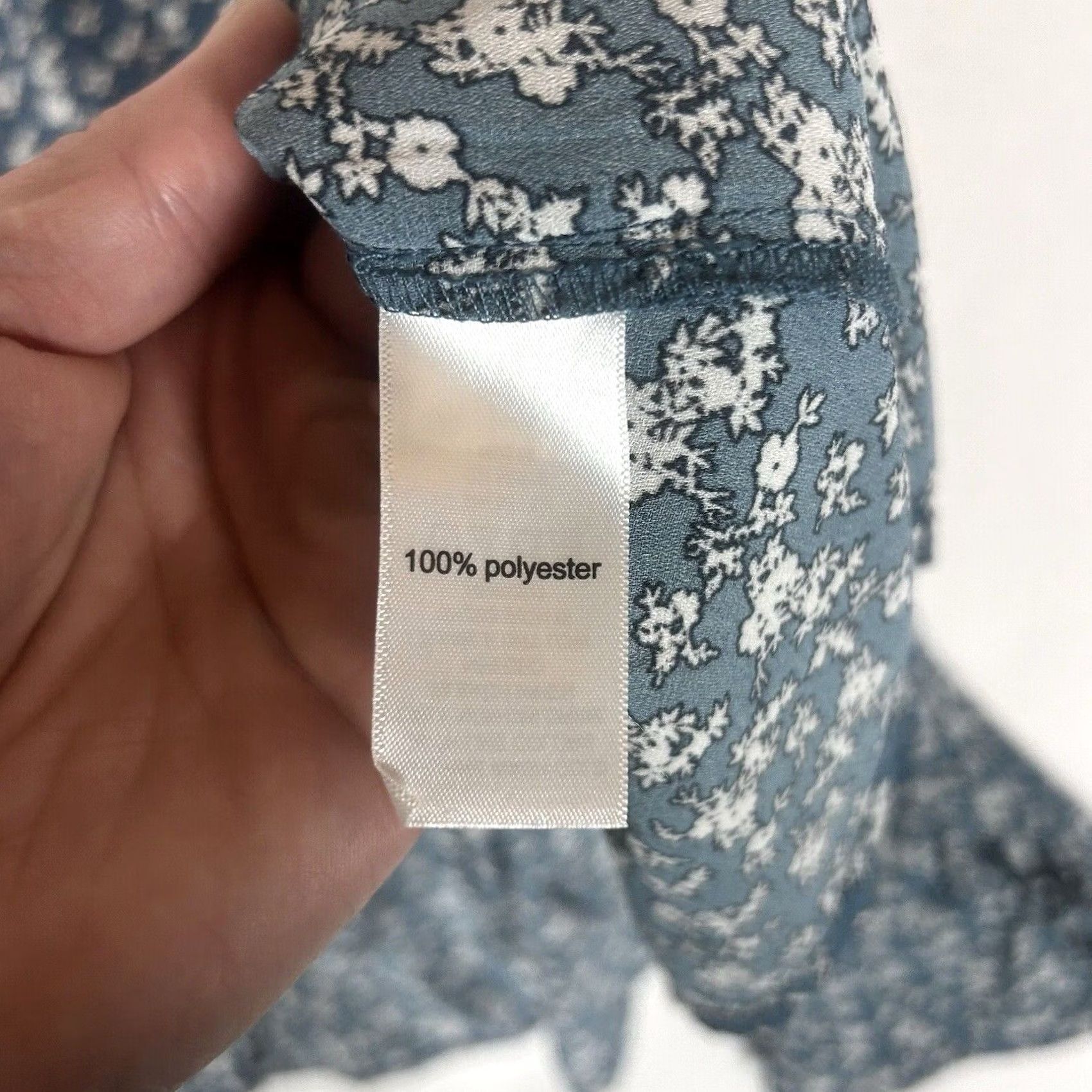 Vintage Maurices Blouse Shirt Womens Medium Blue Long Sleeve Round Neck Floral Beaded Button Ruffle Casual Size M / US 6-8 / IT 42-44 - 3 Thumbnail