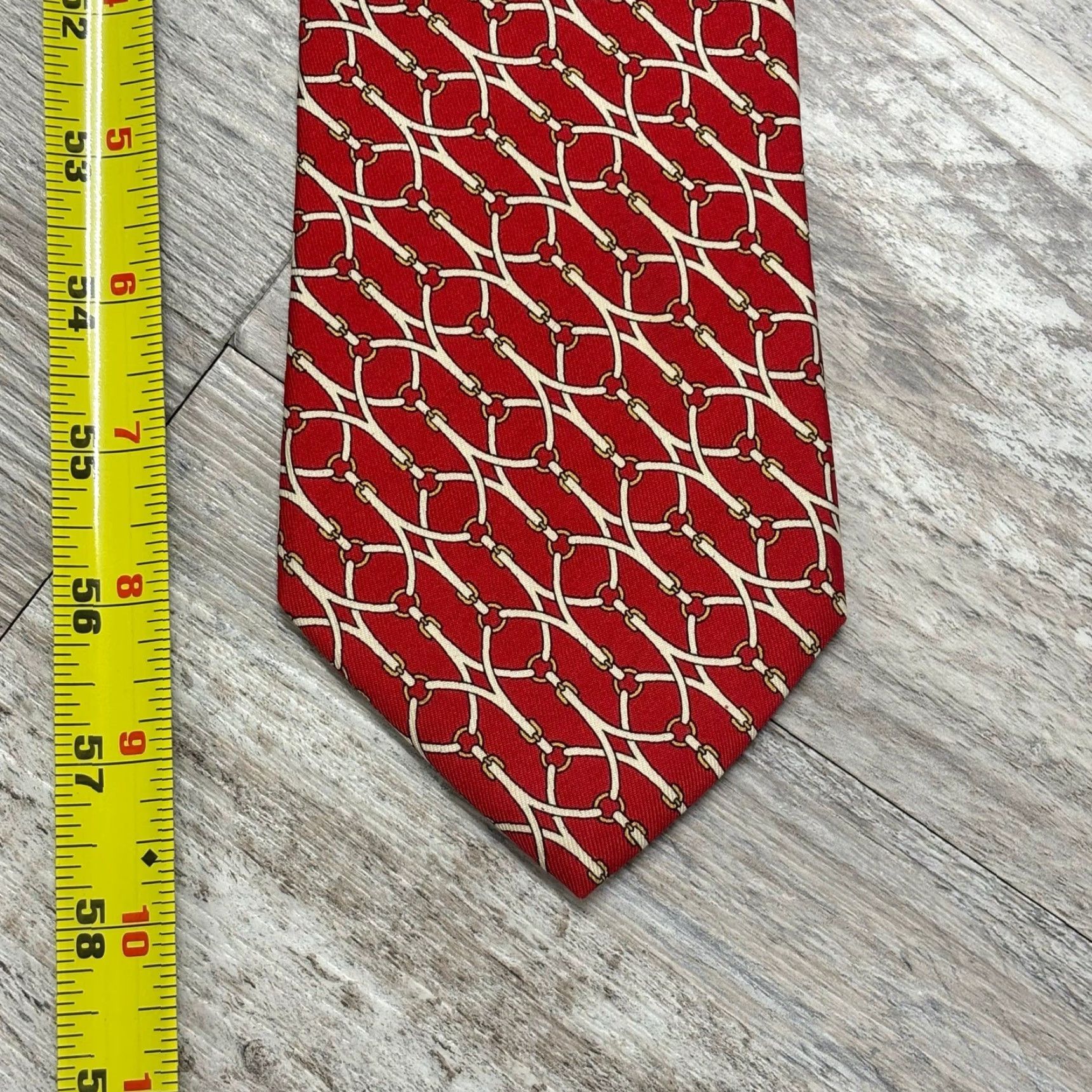 Brooks Brothers Brooks Brothers Makers Equestrian AOP Red Yellow Mens 58" Silk USA Made Neck Tie Size ONE SIZE - 4 Thumbnail