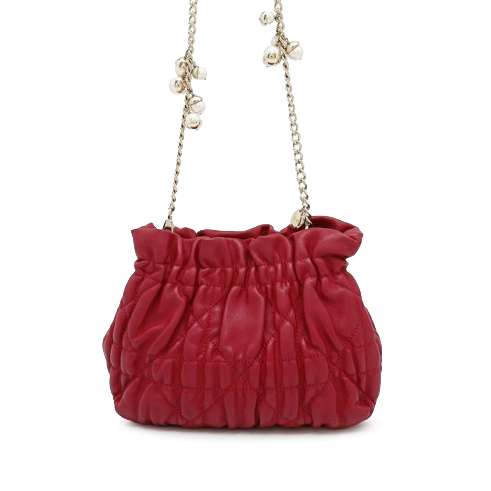 Dior Mini Lambskin Cannage Gaufre Delices Bag in Red, Women's