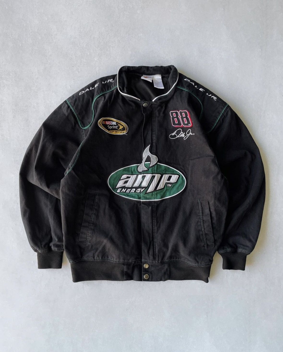 Image of Vintage Nascar Dale Earnhardt Jr Amp Energy Racing Jacket in Black, Men's (Size XL)