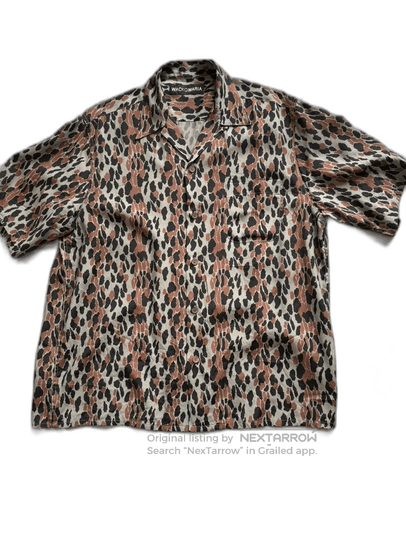 Wacko Maria Gray Leopard Print Shirt