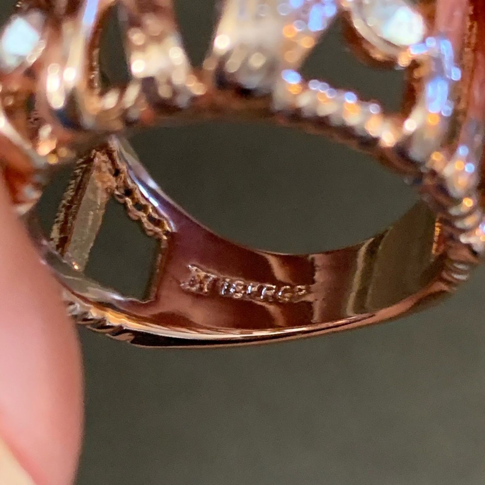 Other Ornate Rose Gold Diamond Cage Ring Size 8 18KRGP Size ONE SIZE - 7 Thumbnail