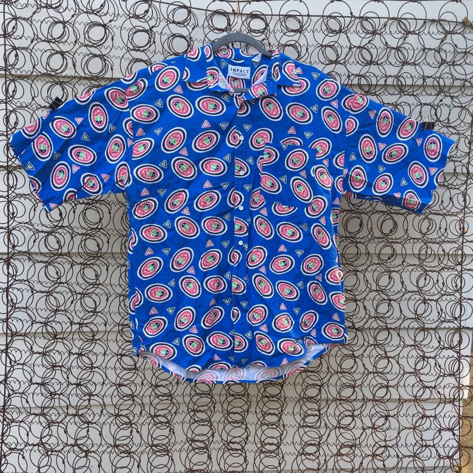 Vintage 90s Impact blue multi print abstract button down shirt LARGE Size US L / EU 52-54 / 3 - 1 Thumbnail
