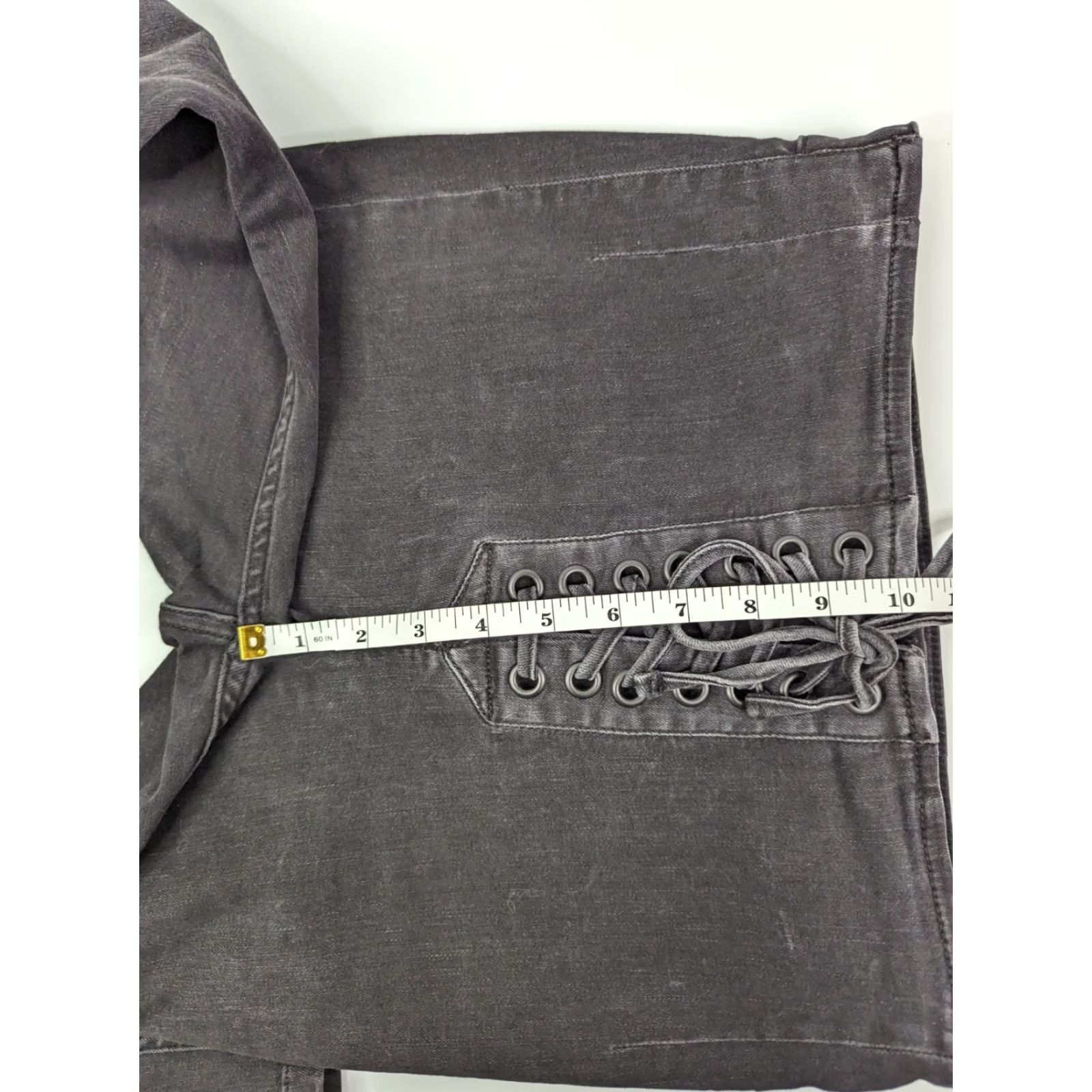 Free People Free People FP Lace Up Front Skinny Jeans Dark Grey High Rise Womens Size 27 Size 27" / US 4 / IT 40 - 7 Thumbnail