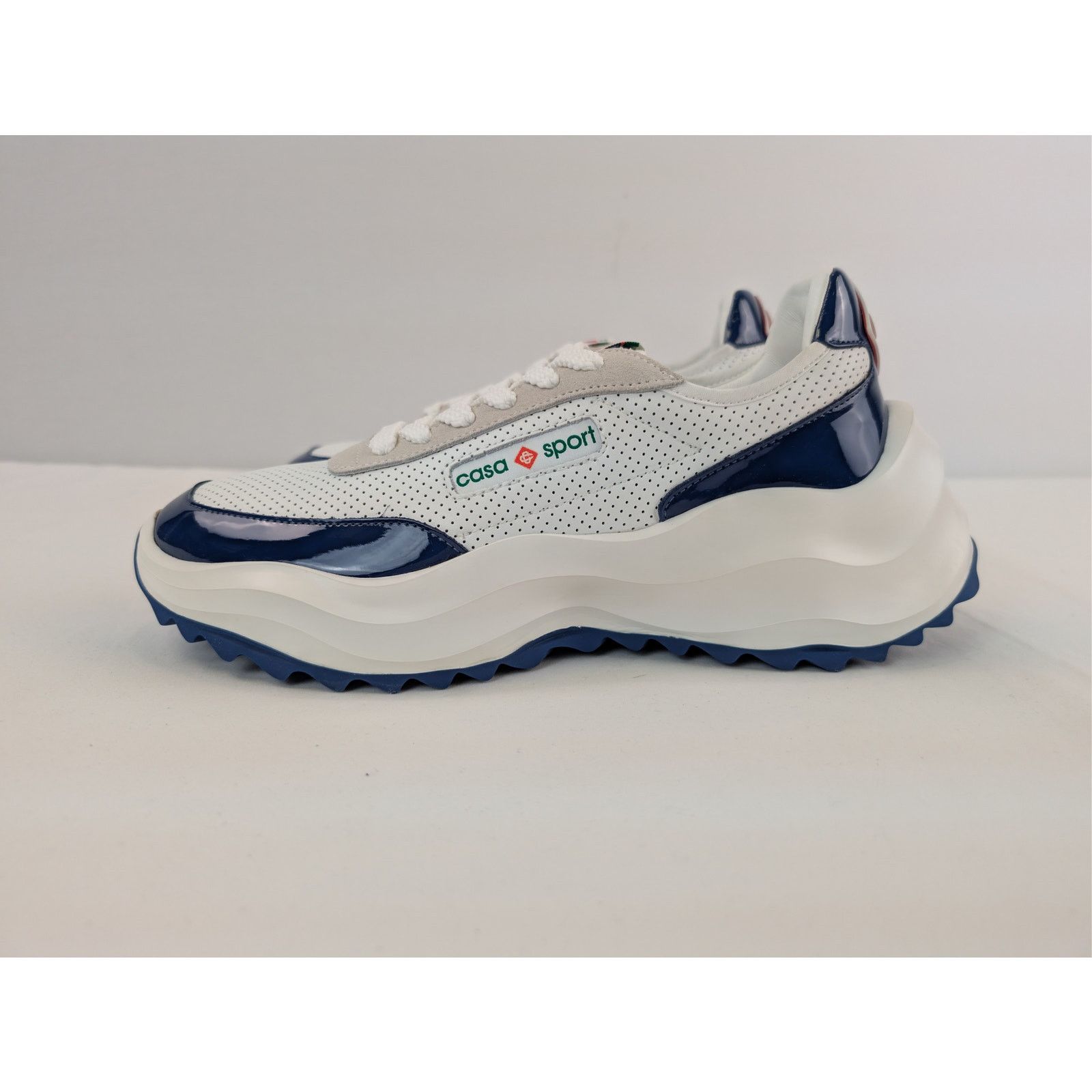 Casablanca o1rshd1 Leather Mens Atlantis Sneaker in White / Navy Size US 9.5 / EU 42-43 - 11 Thumbnail