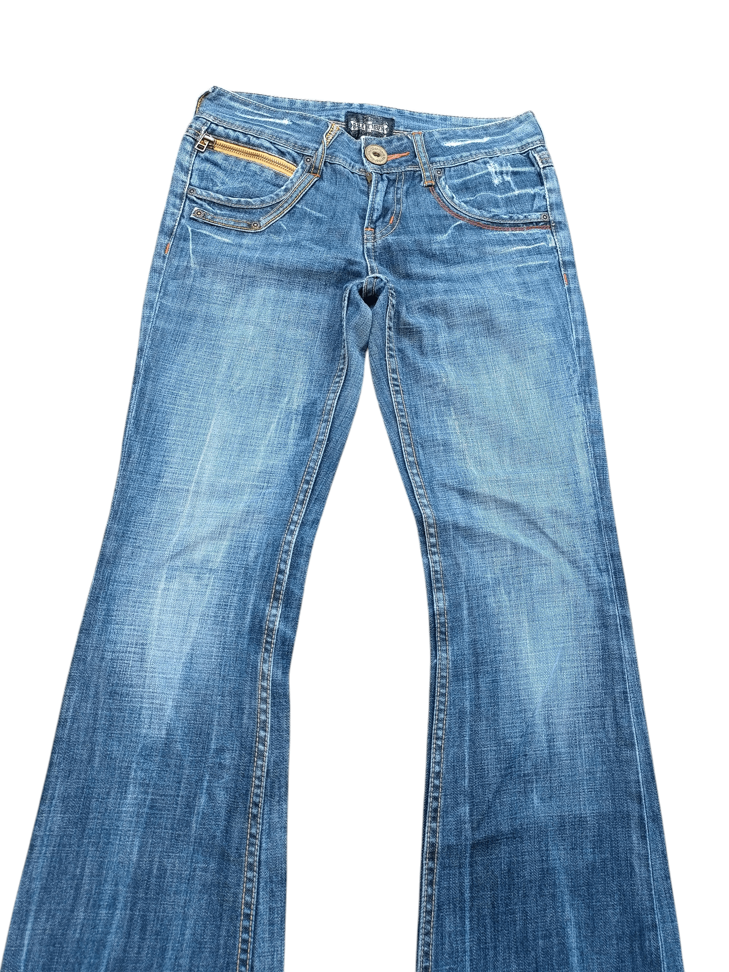 Japanese Brand VINTAGE 90s Flared Back Number Faded Jean Size US 28 / EU 44 - 6 Thumbnail