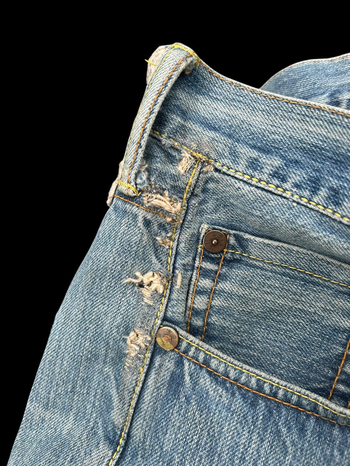 Japanese Brand × Kapital × Vintage Evisu Selvedge Distressed Evisu Paris Denim Jeans Size US 30 / EU 46 - 21 Thumbnail