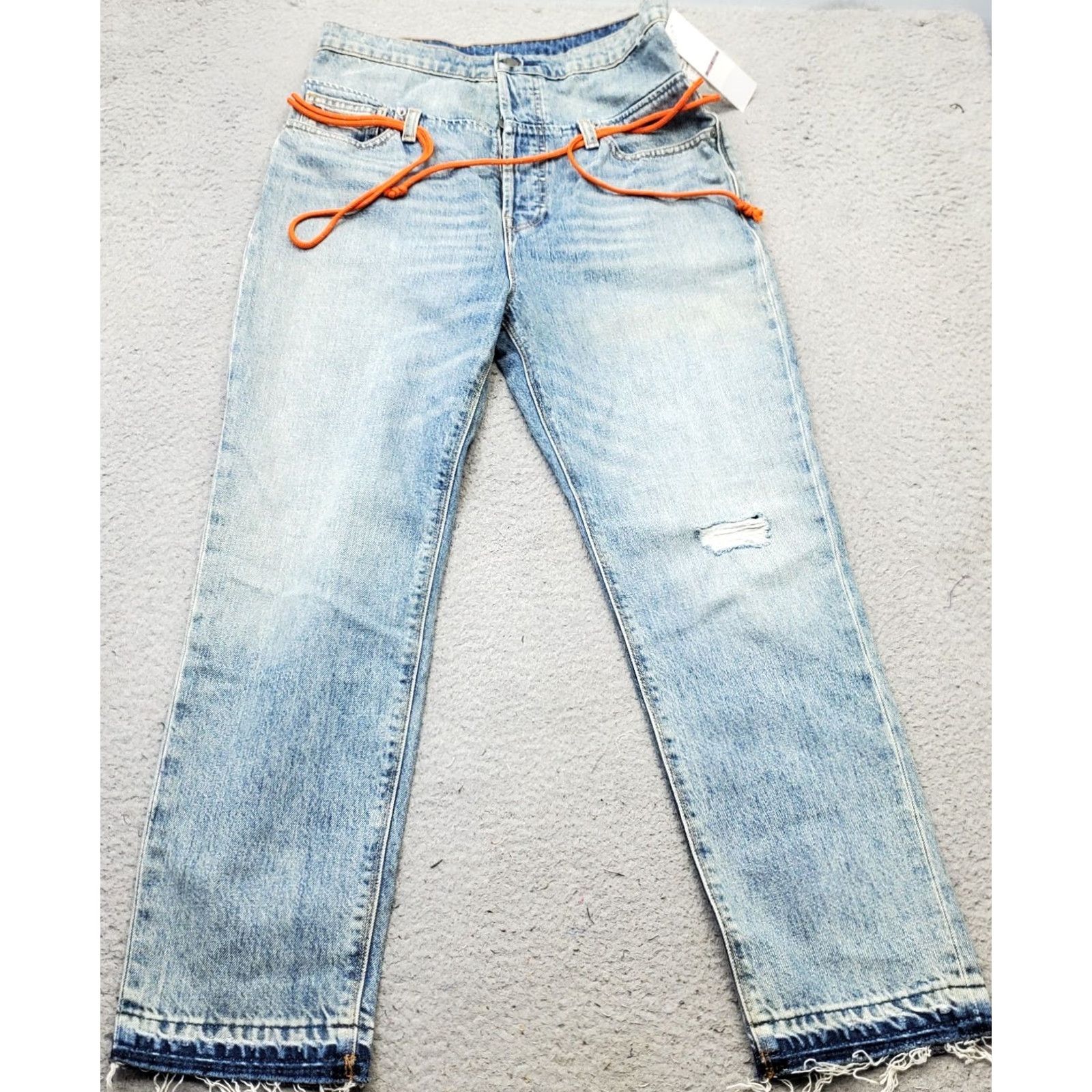 Hudson Hudson Womens Size 26 Jeans Blue Distressed Button Fly Boyfriend Relaxed Recoil 5-Pocket Denim Straight Leg Pants/scripts Size 26" / US 2 / IT 38 - 2 Thumbnail