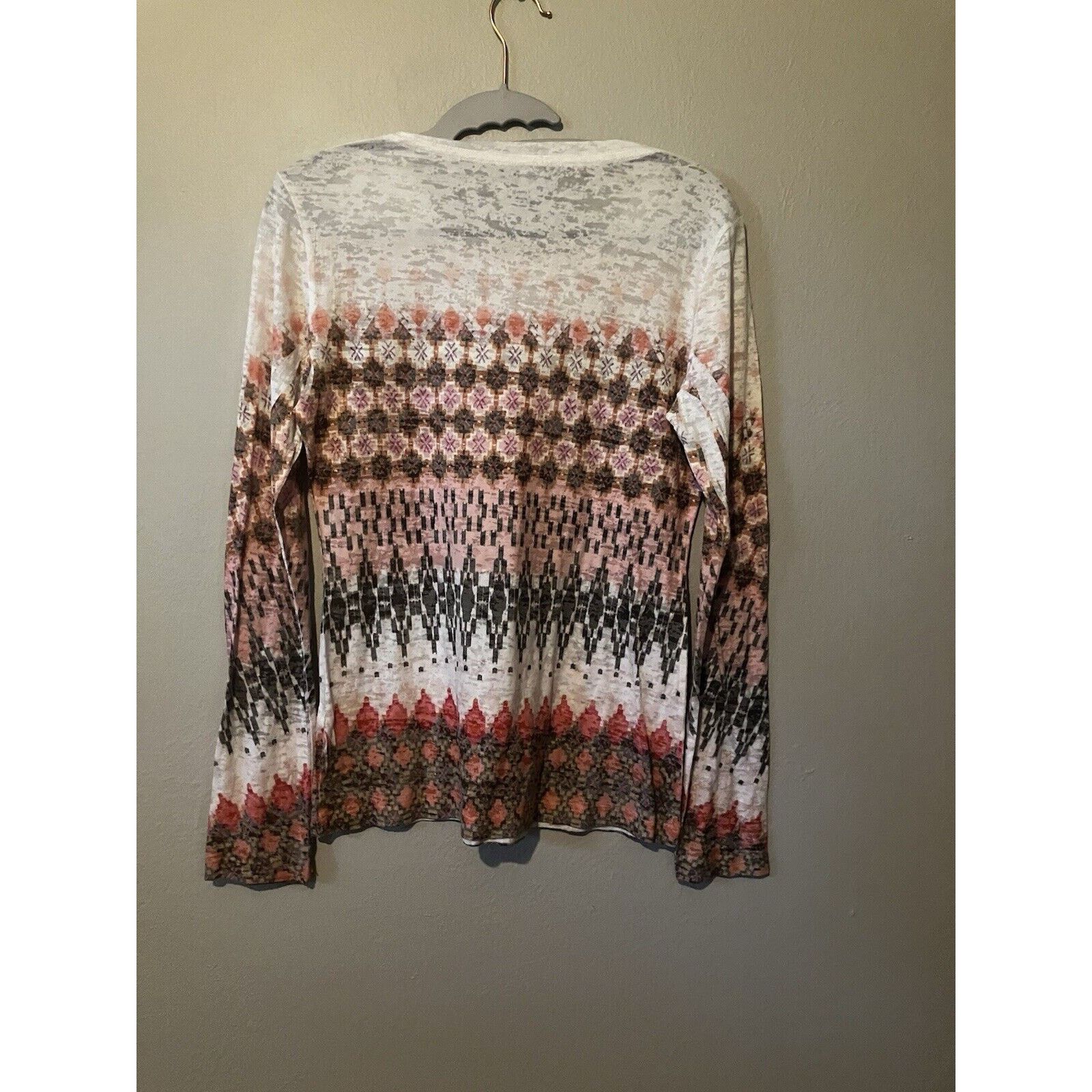 Prana Prana Top Womens S Long Sleeve Shirt Multi Color Burnout Size S / US 4 / IT 40 - 1 Thumbnail