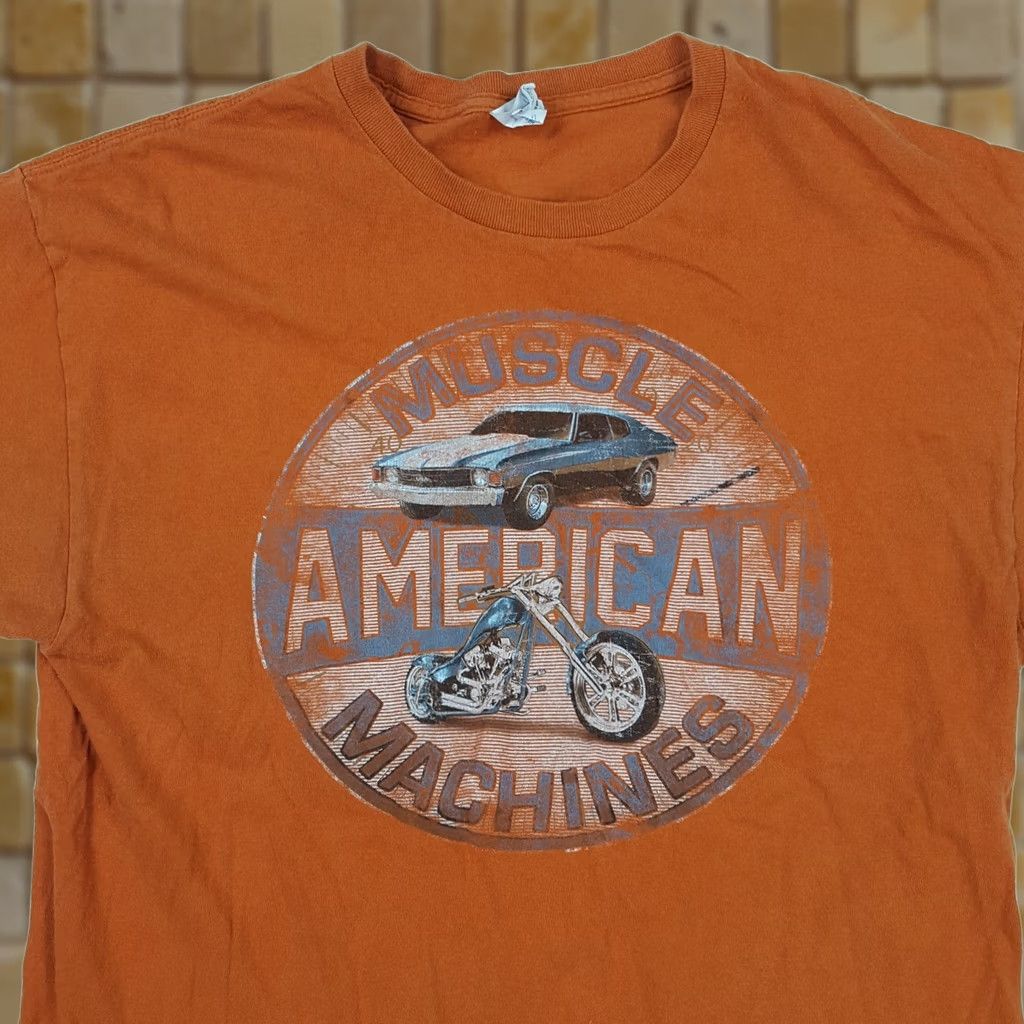 Gildan VTG American Muscle Machines Men's L Orange Biker Car T Shirt Size US L / EU 52-54 / 3 - 1 Thumbnail