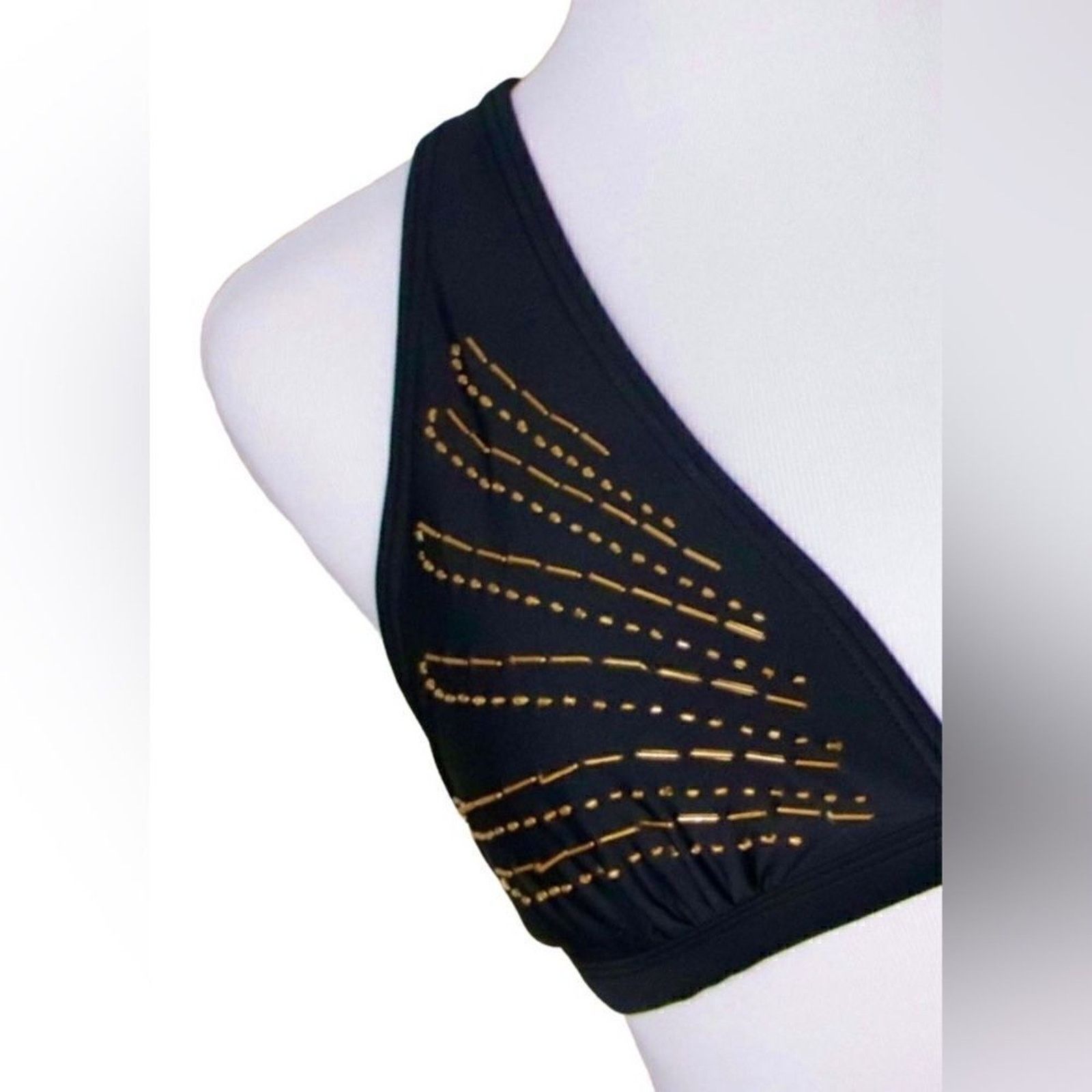 Other Xhilaration Beaded Black String Bikini Swim Top LARGE Beach Size L / US 10 / IT 46 - 4 Thumbnail