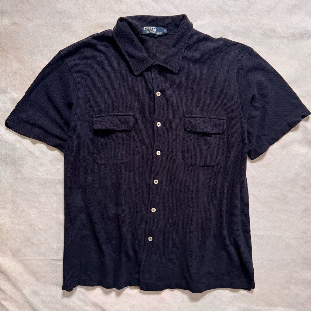 Polo Ralph Lauren Ralph Lauren Polo Vintage Navy Button Down Knit Shirt Size US XL / EU 56 / 4 - 1 Thumbnail