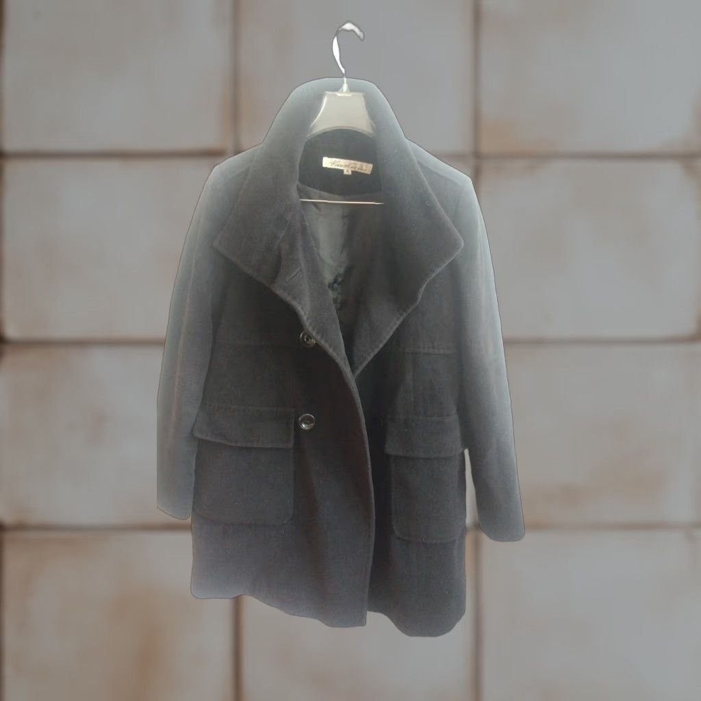 Kenneth Cole VINTAGE Kenneth Cole New York Womens Coat Pea Trench Wool Black Pockets Front DB Size 4 12 Womens Mens Girls Size XL / US 12-14 / IT 48-50 - 1 Thumbnail