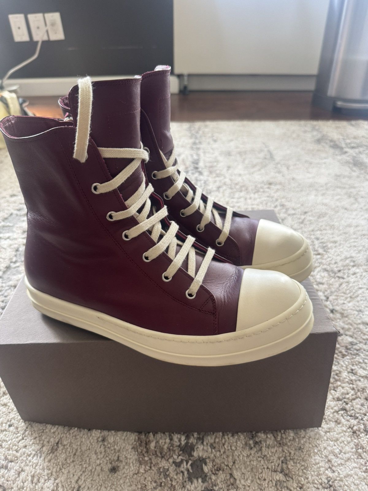 Rick Owens Rick owens High top lace up Ramones color dark fuchsia Size US 10.5 / EU 43-44 - 1 Thumbnail