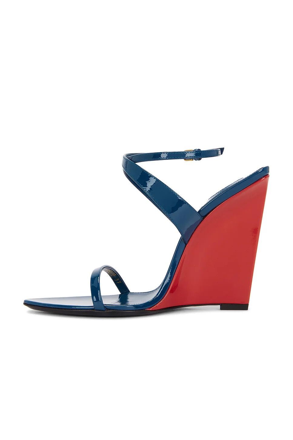 Saint Laurent Paris o1w1db10526 818020 Salome Wedges in Patent Leather Sandals Size US 11 / IT 41 - 5 Thumbnail