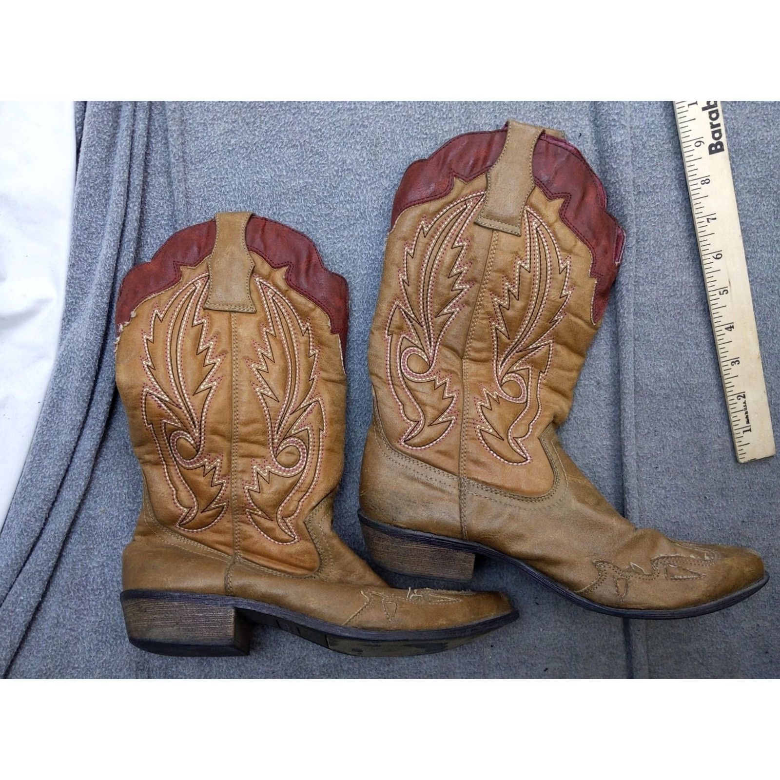 Vintage Coconuts Boots Womens Size 8 Brown Western Mid-Calf Pointed Toe Block Heel Embroidered Casual Shoes Size US 8 / IT 38 - 2 Thumbnail