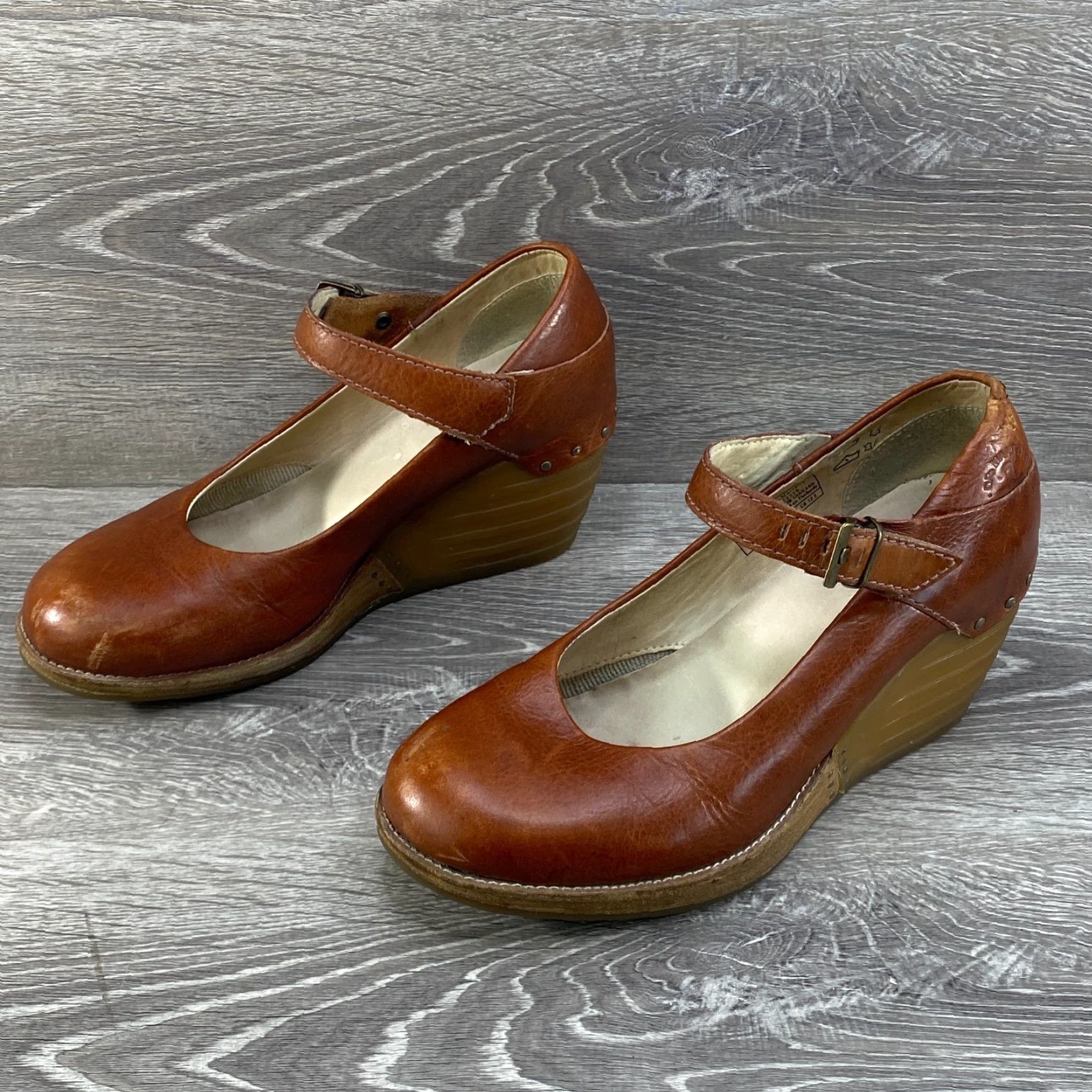 Dr. Martens VINTAGE Dr Martens Doc Drew Wedge Brown Leather Mary Jane Stud Platform Shoes - Womens 7 Size US 5 / IT 35 - 5 Thumbnail