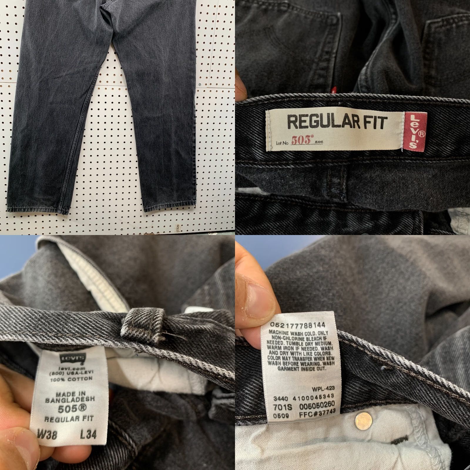 Levi's VINTAGE Levis 505 Black Denim Jeans Mens Straight Leg Size 38x34 Regular Fits 36x31 Size US 36 / EU 52 - 8 Thumbnail