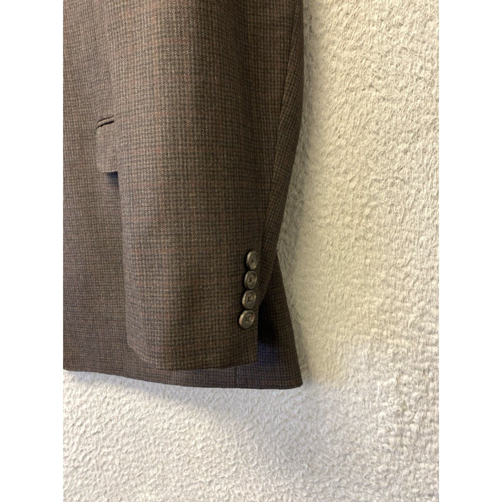 Ralph Lauren RALPH LAUREN 44 Blazer Jacket Wool Houndstooth Glen Plaid Slim Fit Brown Mens Size 44R - 3 Thumbnail