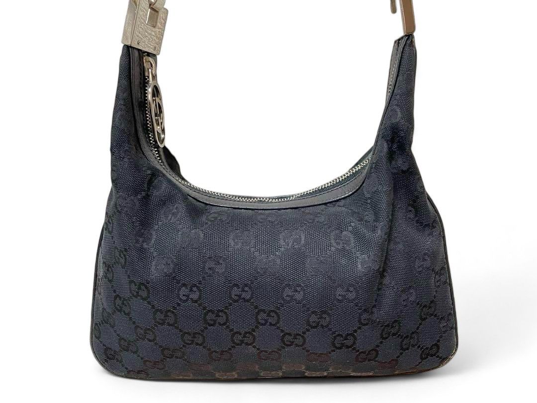 Gucci Gucci - Handbag Silver Black Monogram GG Interlocking Bag Size ONE SIZE - 2 Thumbnail