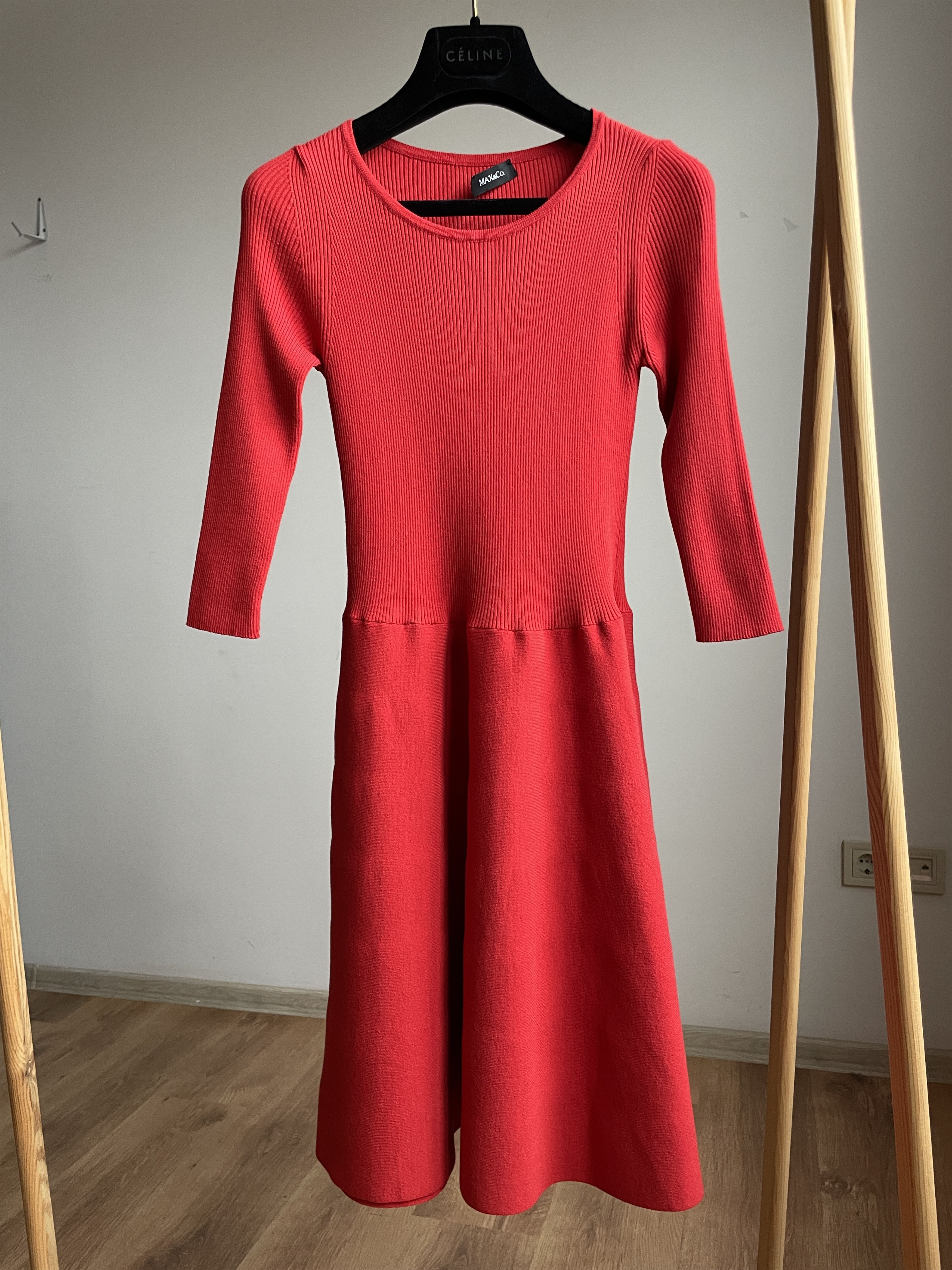 Max&Co Max Mara Knitted Viscose Stretch Flared Midi Dress