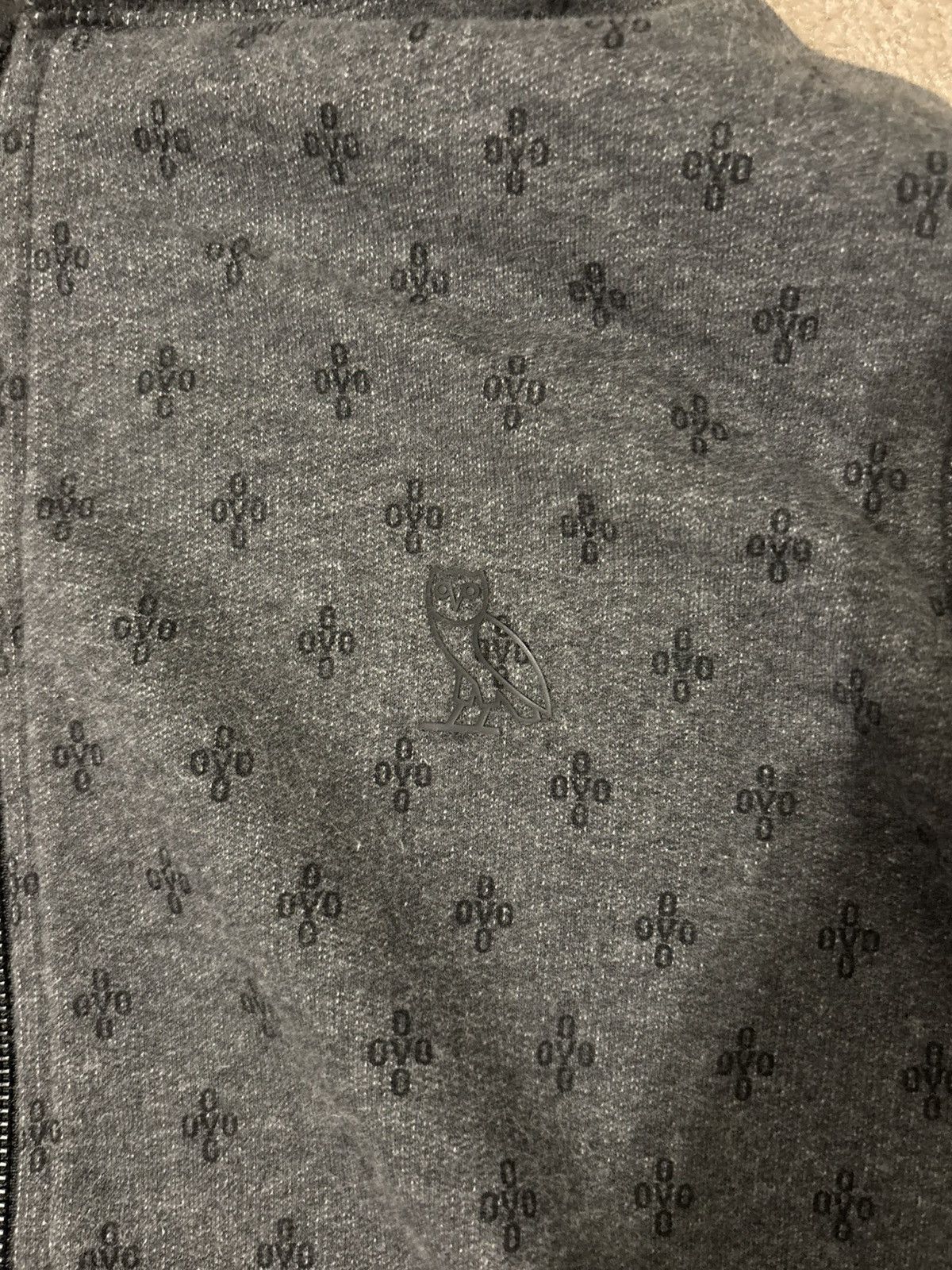 Drake × October's Very Own OVO Original Monogram Zip Up Hoodie Dark Heather Grey Size US S / EU 44-46 / 1 - 2 Thumbnail