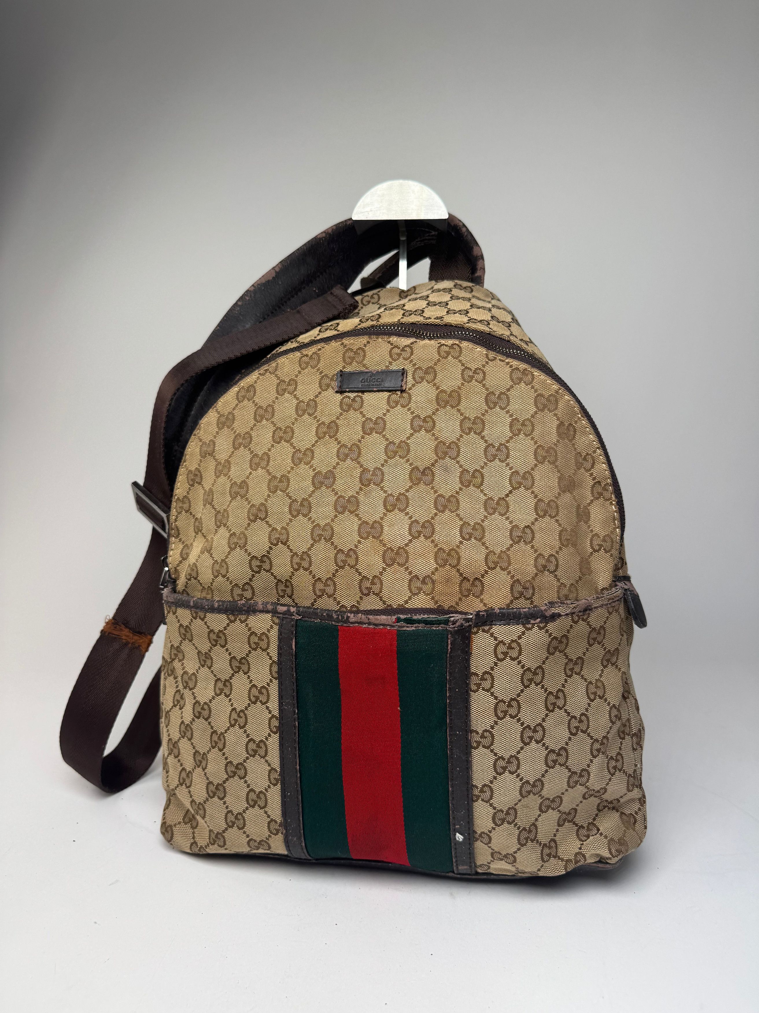 Gucci Vintage Monogram Backpack / Crossbody Bag Beige Brown Size ONE SIZE - 1 Thumbnail