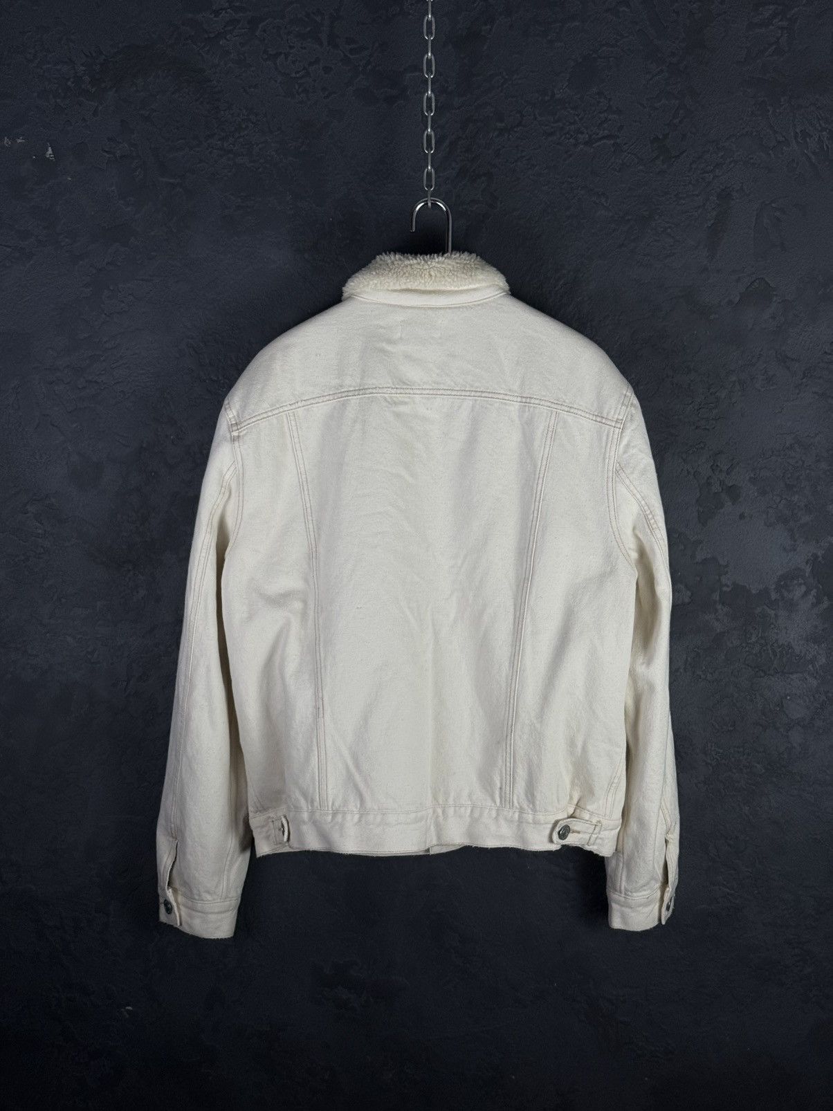 Allsaints AllSaints Mens Cream Cotton Sherpa Lined Denim Jacket Size US L / EU 52-54 / 3 - 7 Thumbnail