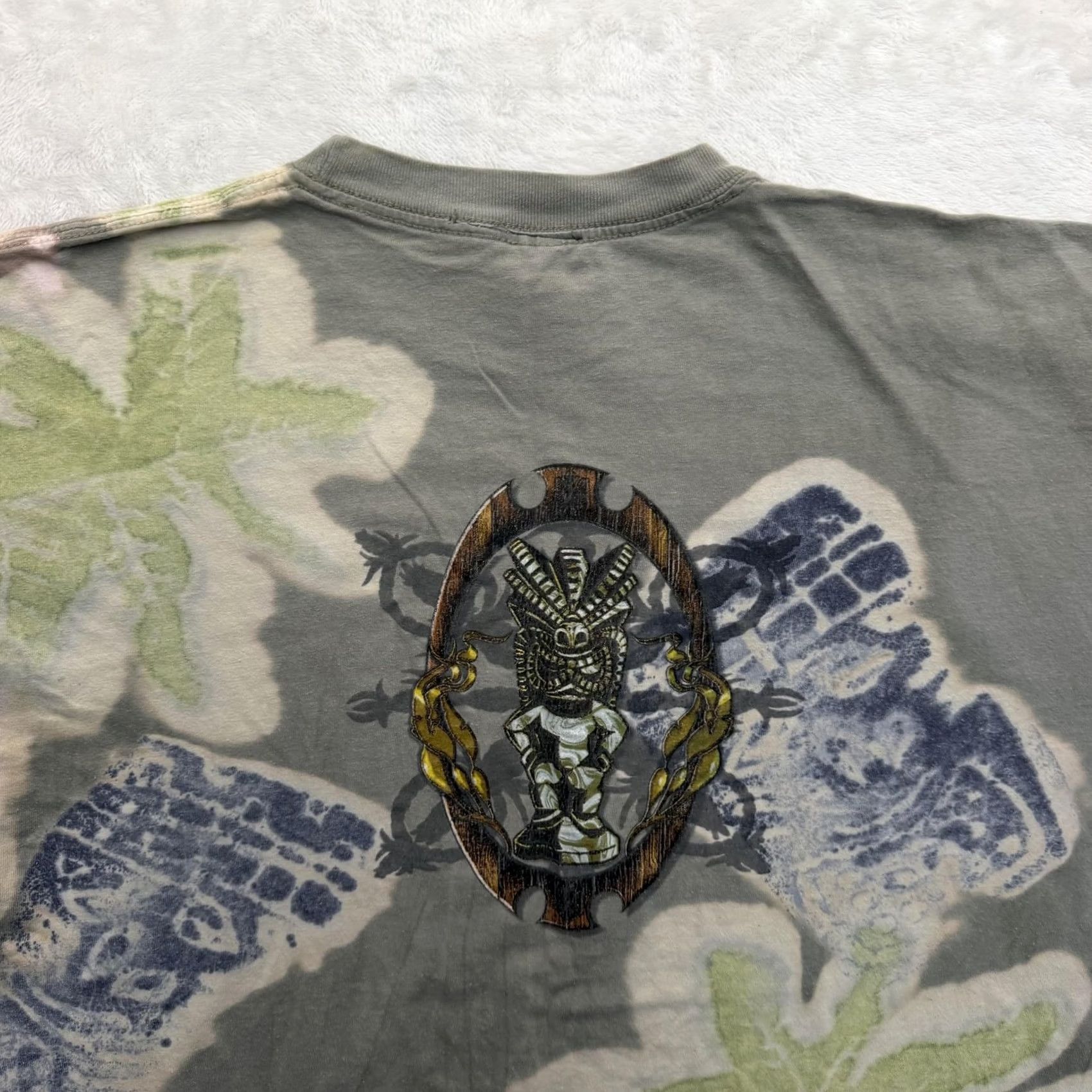 Vintage Global Generation Shirt Mens Large Gray Tiki Mask Palm All Over Graphic Tee Size US L / EU 52-54 / 3 - 3 Thumbnail