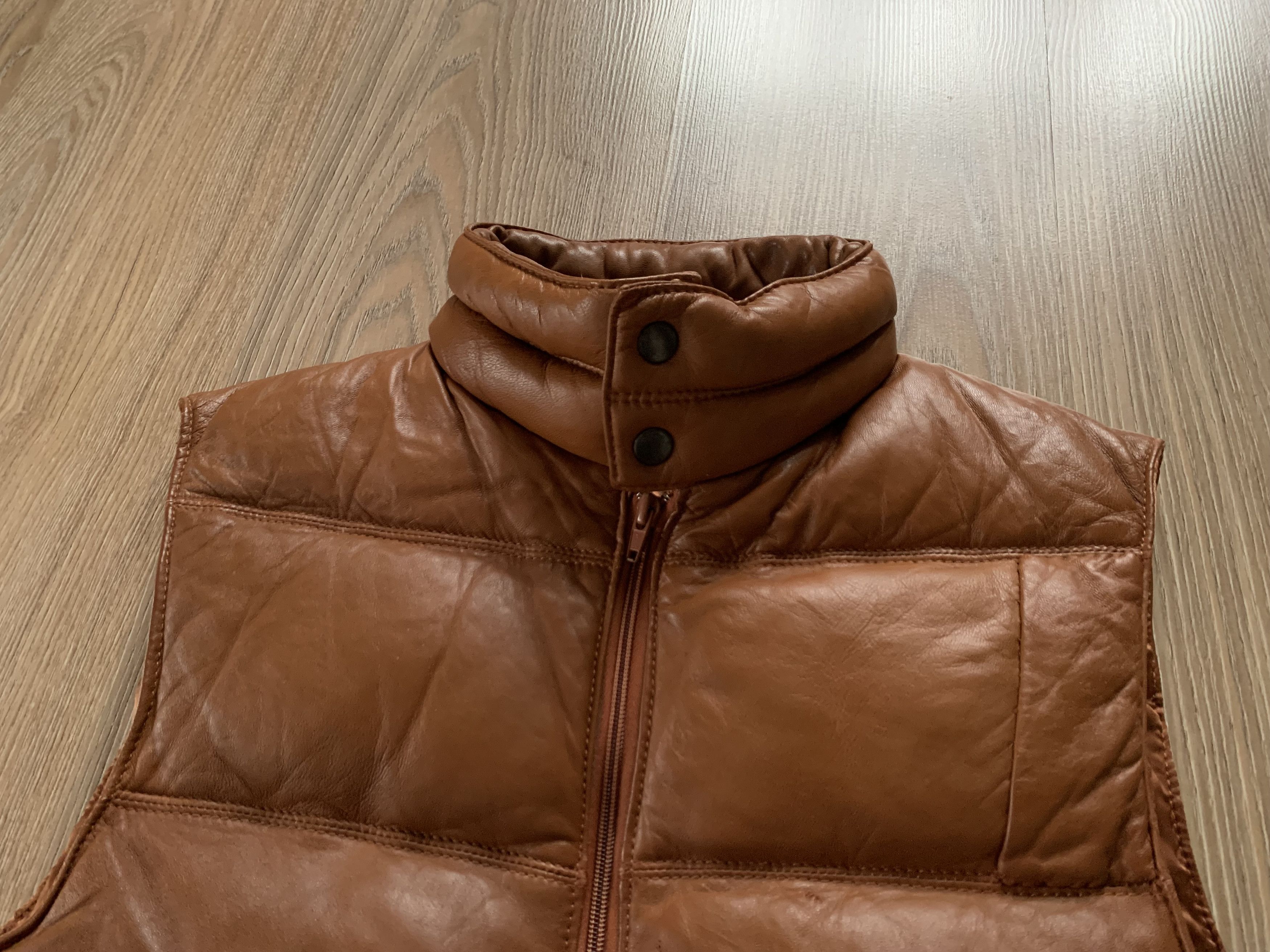 Other Vintage Phillippe Monet Brown Leather Down Vest Size US XS / EU 42 / 0 - 5 Thumbnail