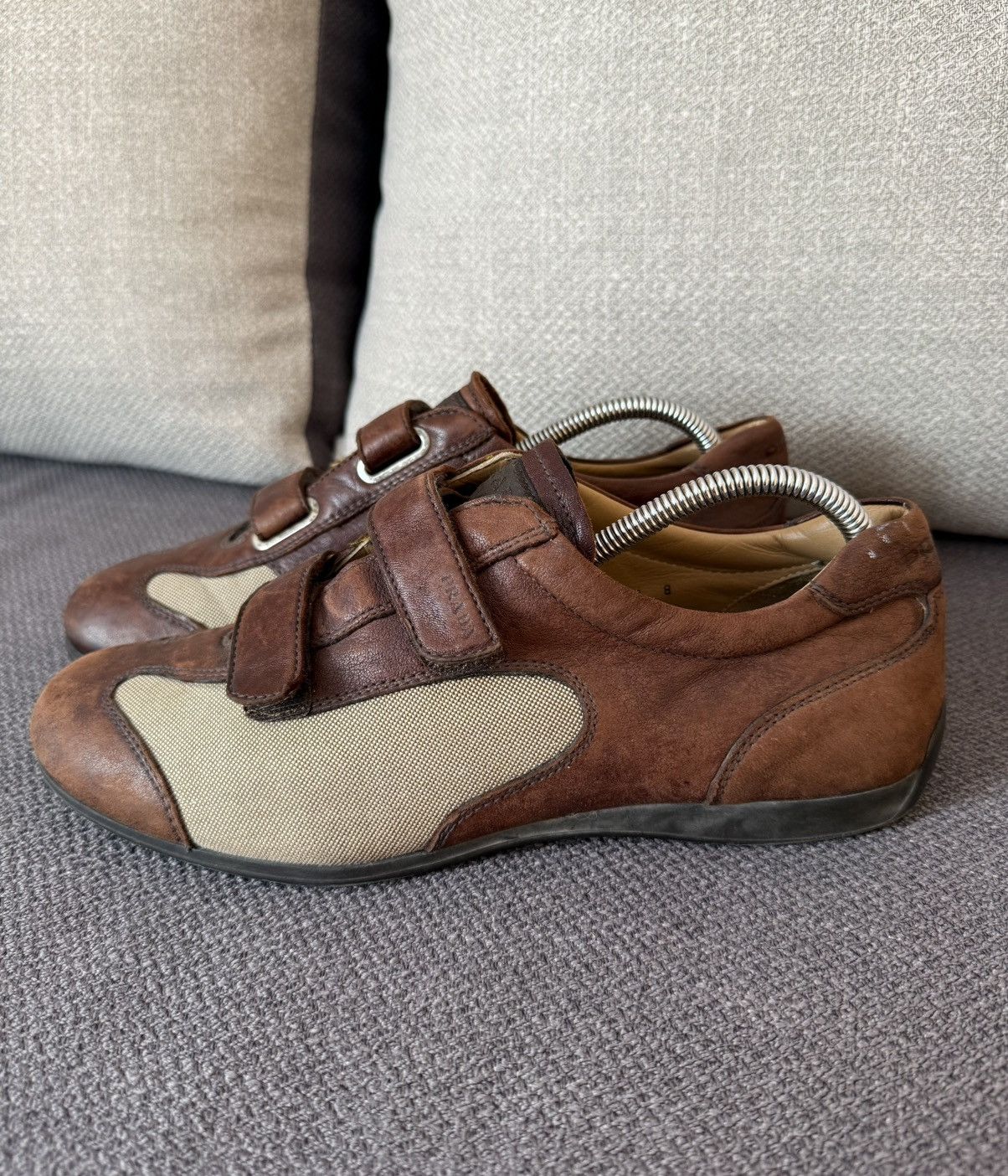 Prada Prada Velcro Vintage Leather Men’s Brown Shoes Size 8 Size US 8 / EU 41 - 4 Thumbnail