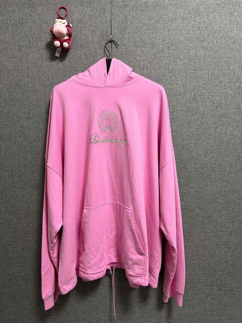 Balenciaga Balenciaga Geometric Pattern Pink Hoodie Sweatshirt Size L Size US L / EU 52-54 / 3 - 1 Thumbnail