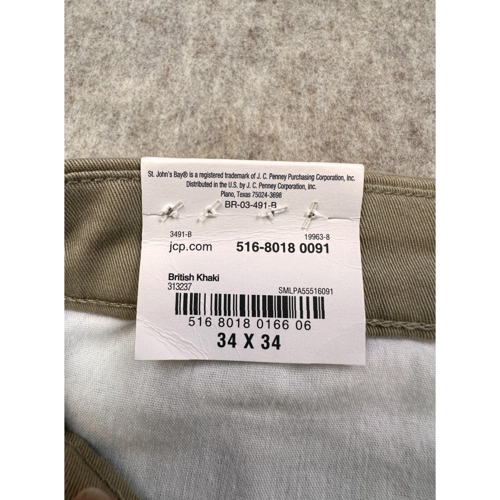 Vintage St. John's Bay Pants Mens 34x34 British Khaki Classic Fit Flat Front Stretch NWT Size US 34 / EU 50 - 4 Thumbnail