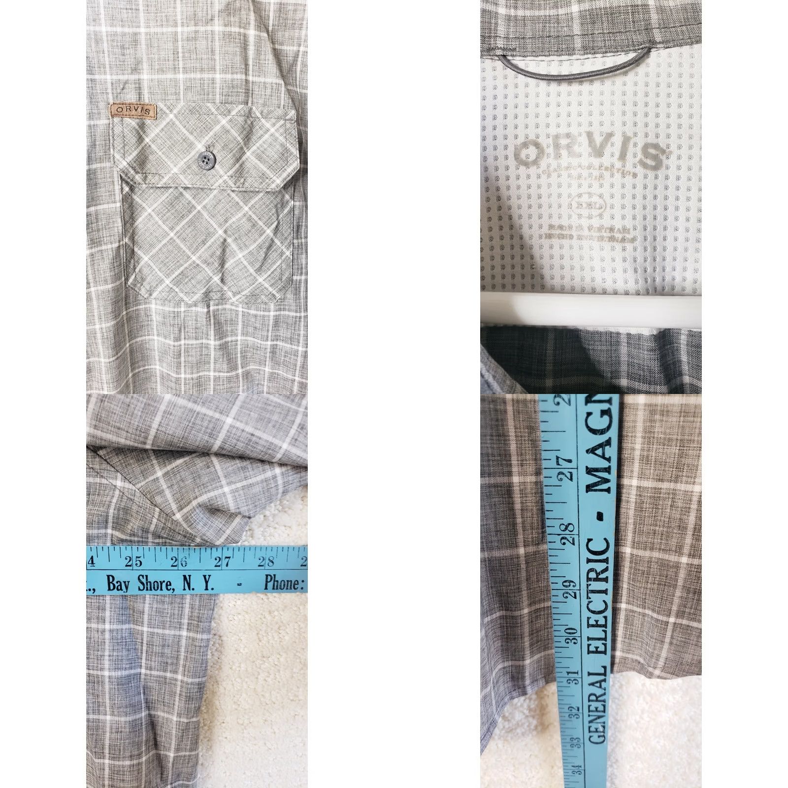 Orvis Orvis Mens Shirt 2XL Grey Plaid Hiking Casual Fishing S. Sleeve Button Polyester Size US XXL / EU 58 / 5 - 8 Thumbnail