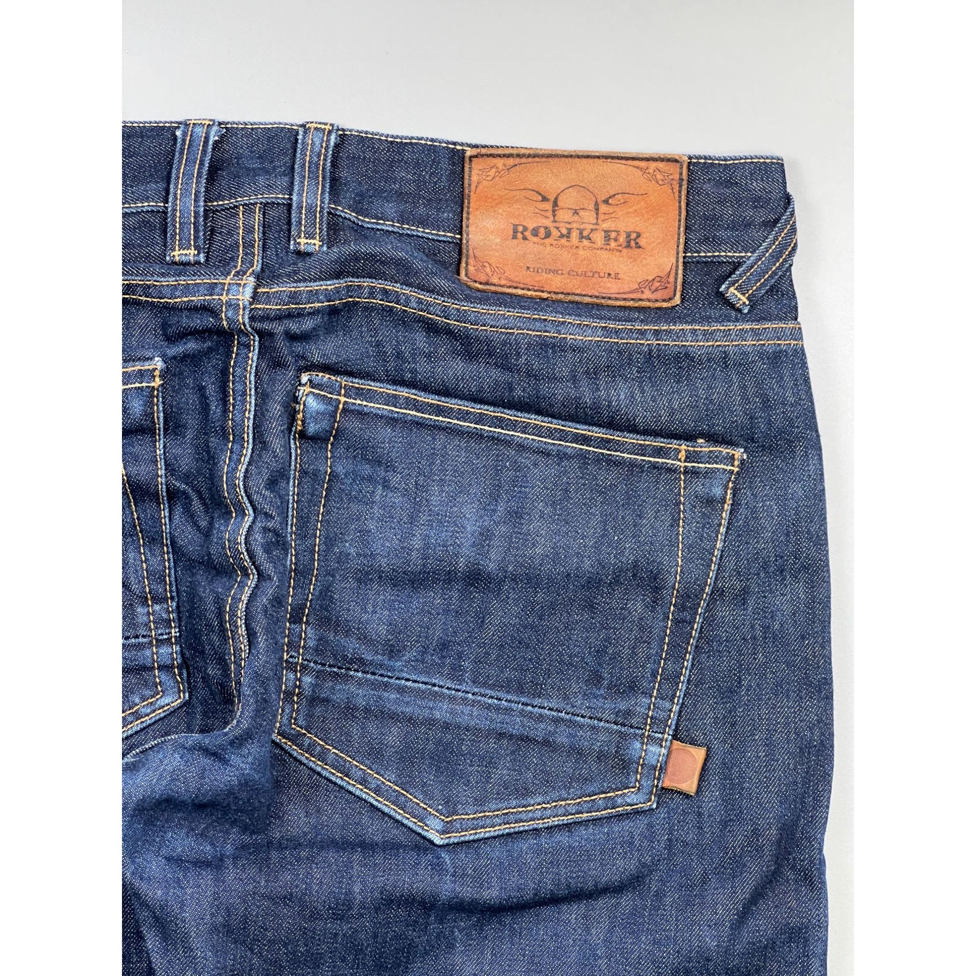 THE ROKKER COMPANY Rokker Raw Premium Selvedge Denim Jeans Pants (Y0933) Size US 31 - 16 Thumbnail