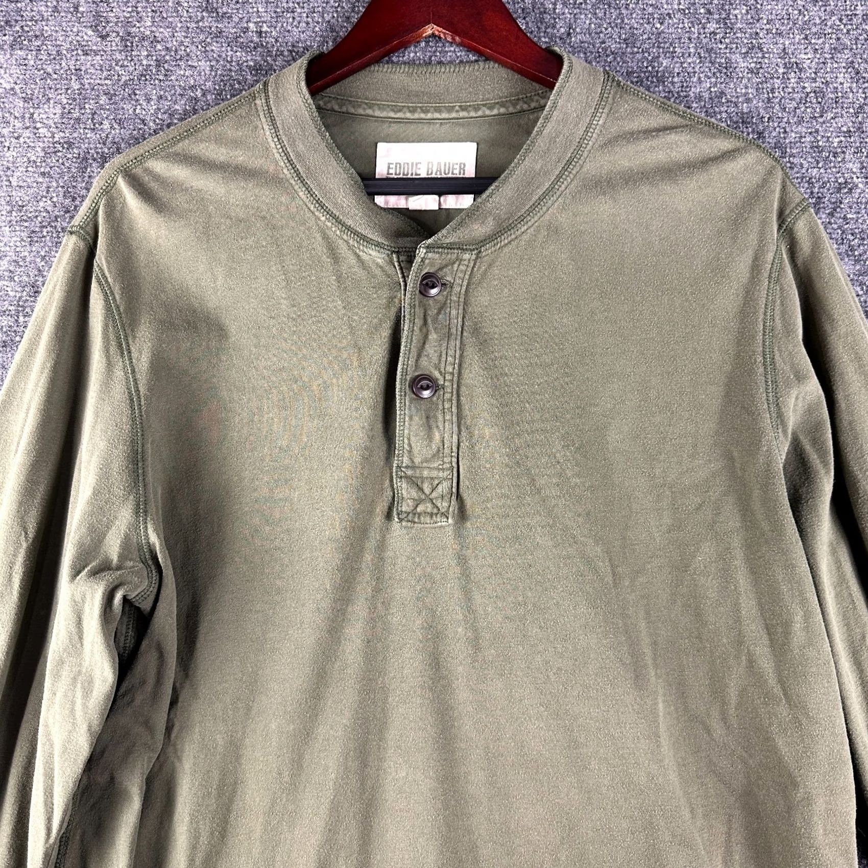 Eddie Bauer Eddie Bauer Shirt Mens Tall Large Henley Green Cotton Long Sleeve Pullover Size US L / EU 52-54 / 3 - 3 Thumbnail