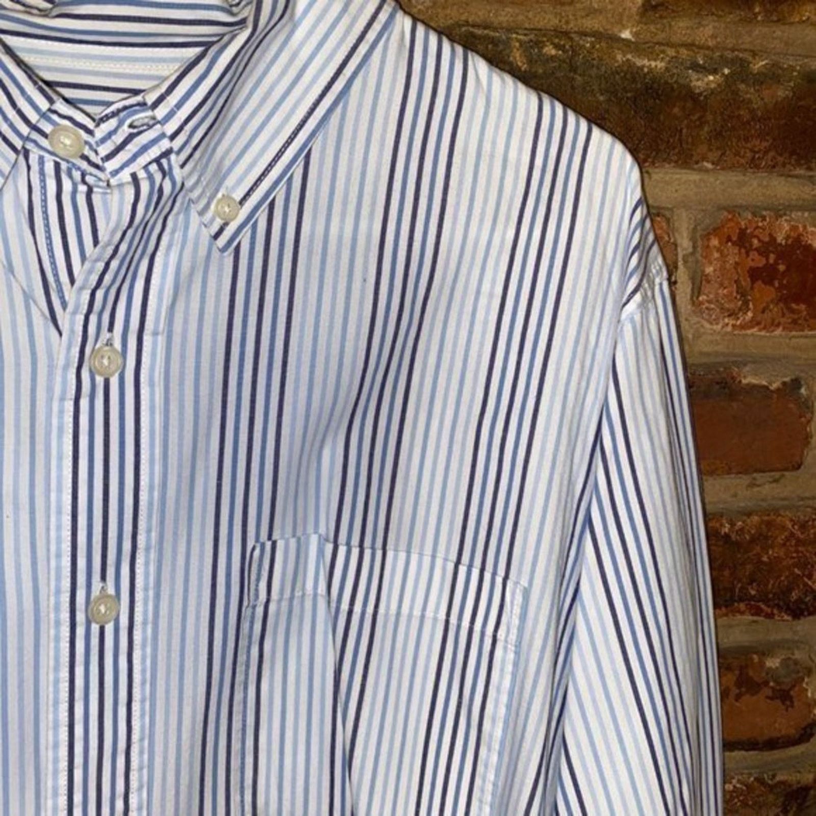 Sonoma Sonoma White Blue Stripe Long Sleeve Button Down Shirt Large Size US L / EU 52-54 / 3 - 8 Thumbnail