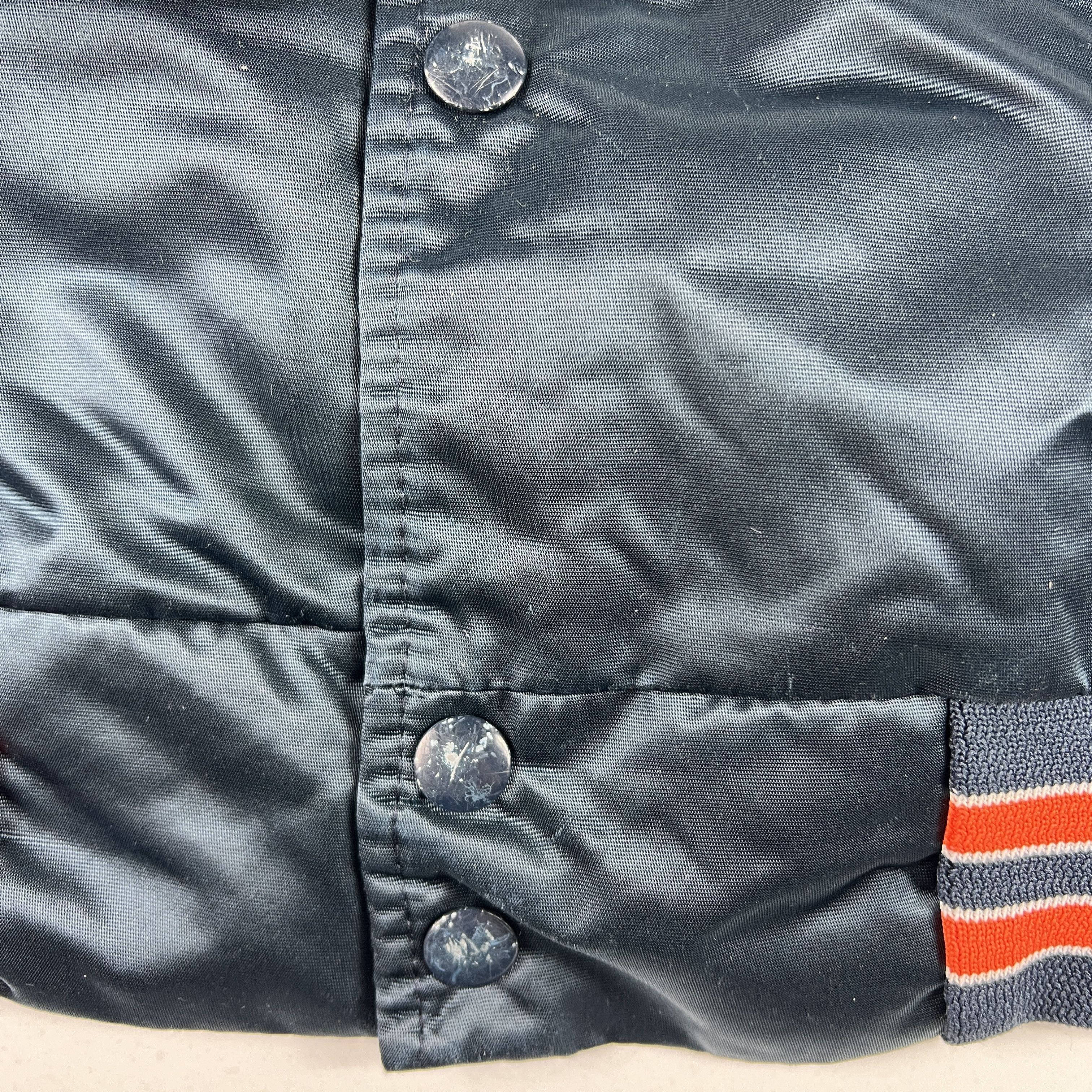 Chalk Line VTG 90 Chicago Bears Satin Jacket Blue Snap Button Bomber Size US XL / EU 56 / 4 - 5 Thumbnail