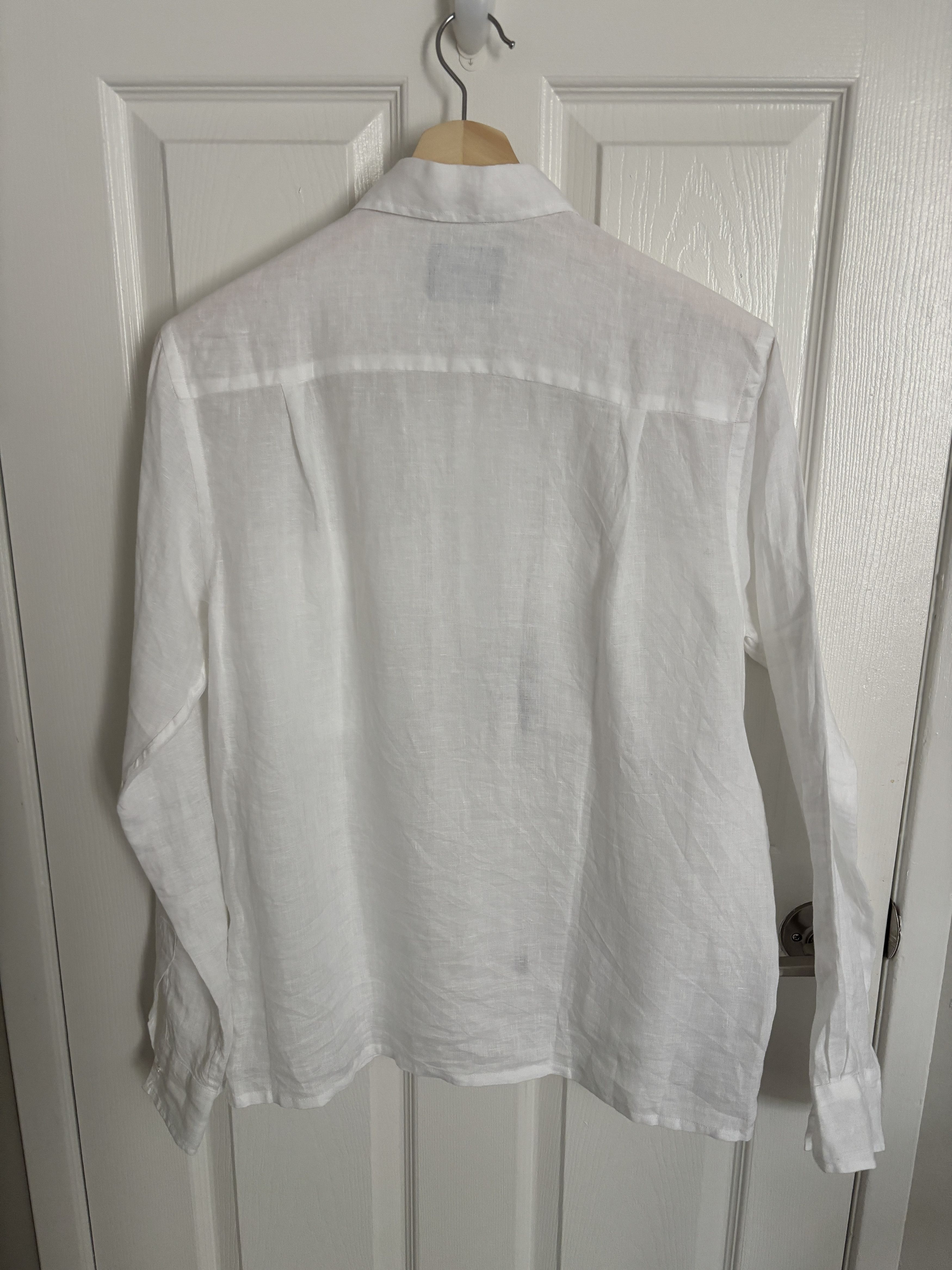 Drake's Drakes White Linen Camp Collar Long Sleeve Shirt Size US M / EU 48-50 / 2 - 3 Thumbnail