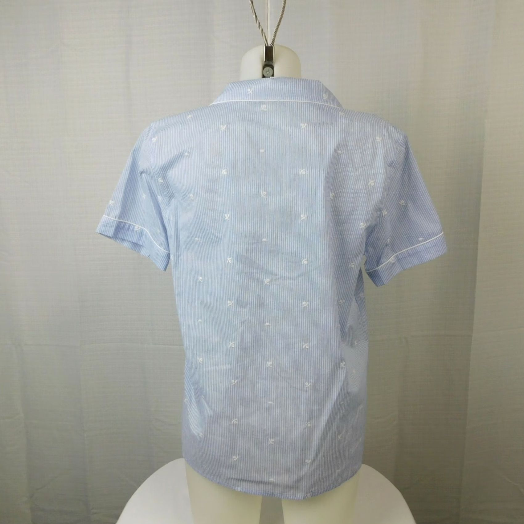 Charter Club Charter Club Pajama Top Short Sleeve Button Collared 100% Cotton Blue S Womens Size S / US 4 / IT 40 - 3 Thumbnail