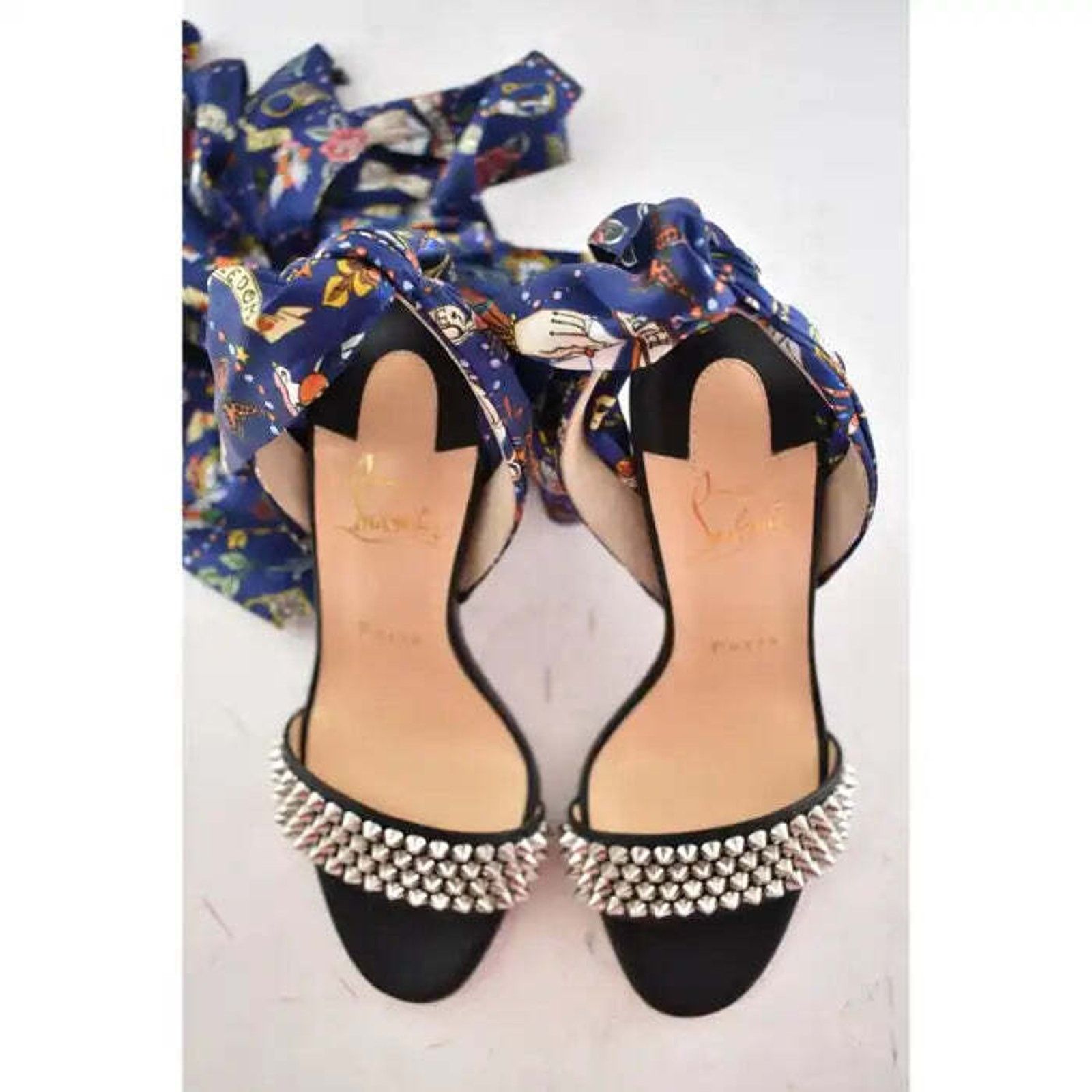 Christian Louboutin Sandale Du Desert Spikes 100 Black Sandal Heel Pump 36.5 Size US 6.5 / IT 36.5 - 9 Thumbnail