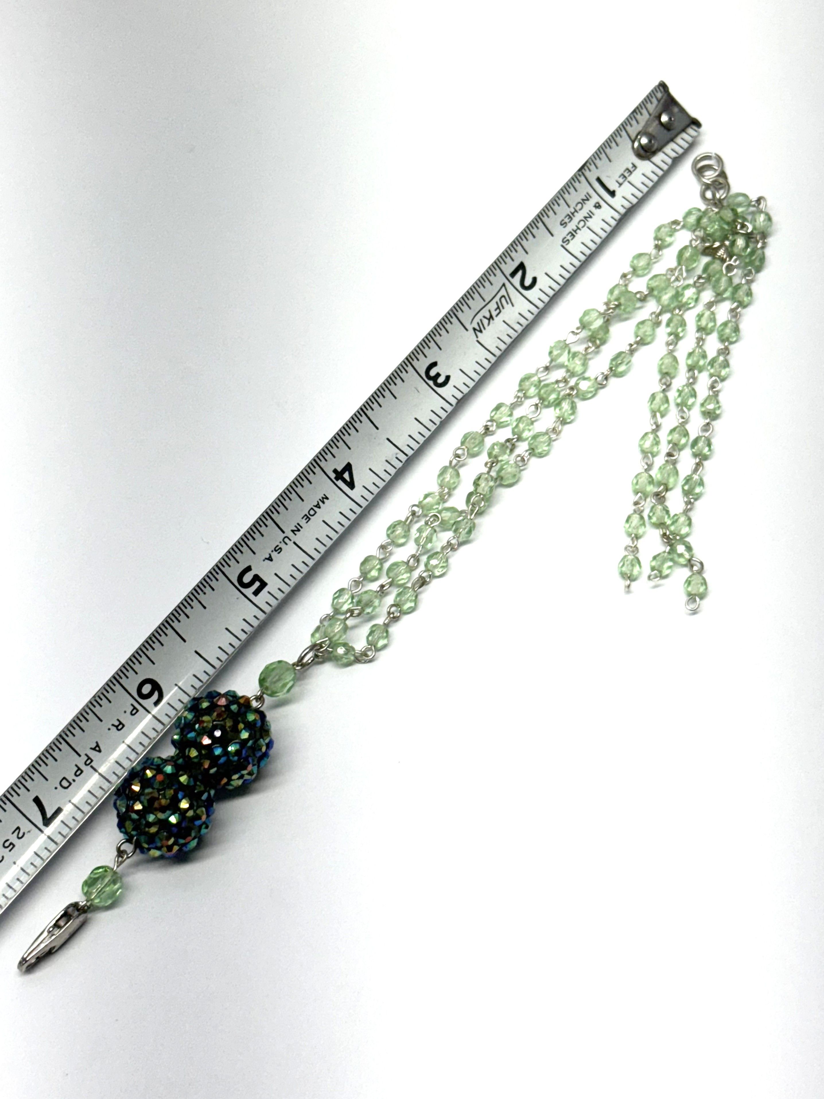 Vintage Vintage green crystal beaded tassel rhinestone bracelet Size ONE SIZE - 4 Thumbnail