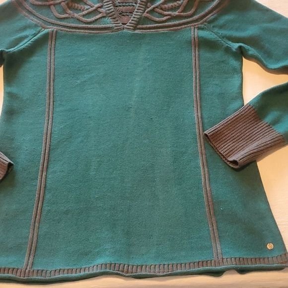 Eddie Bauer Eddie Bauer Long Slv Teal Sweater with Cable Knit Trim Sz. S Size S / US 4 / IT 40 - 7 Thumbnail
